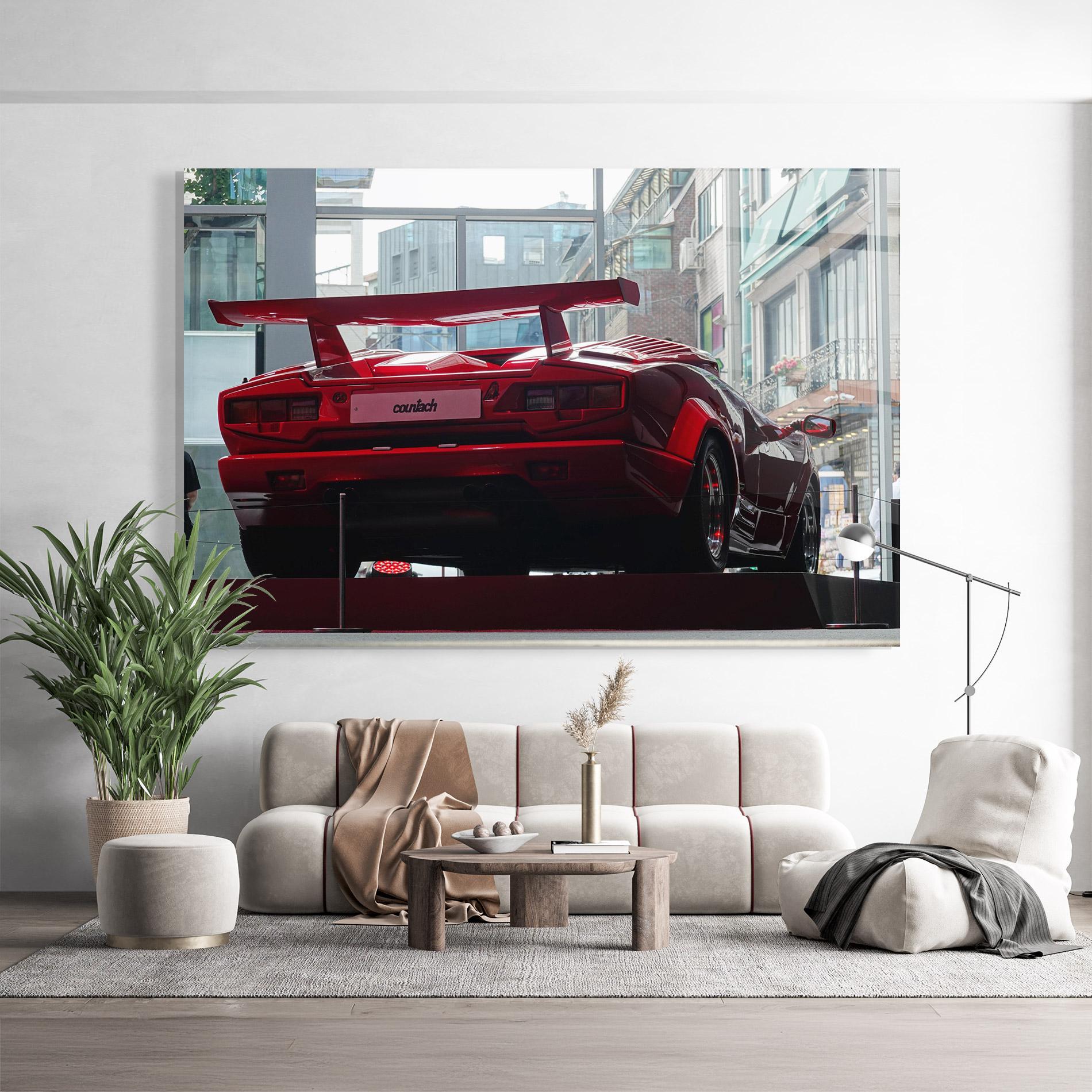 Glasbild Red Countach Rear mockup 9