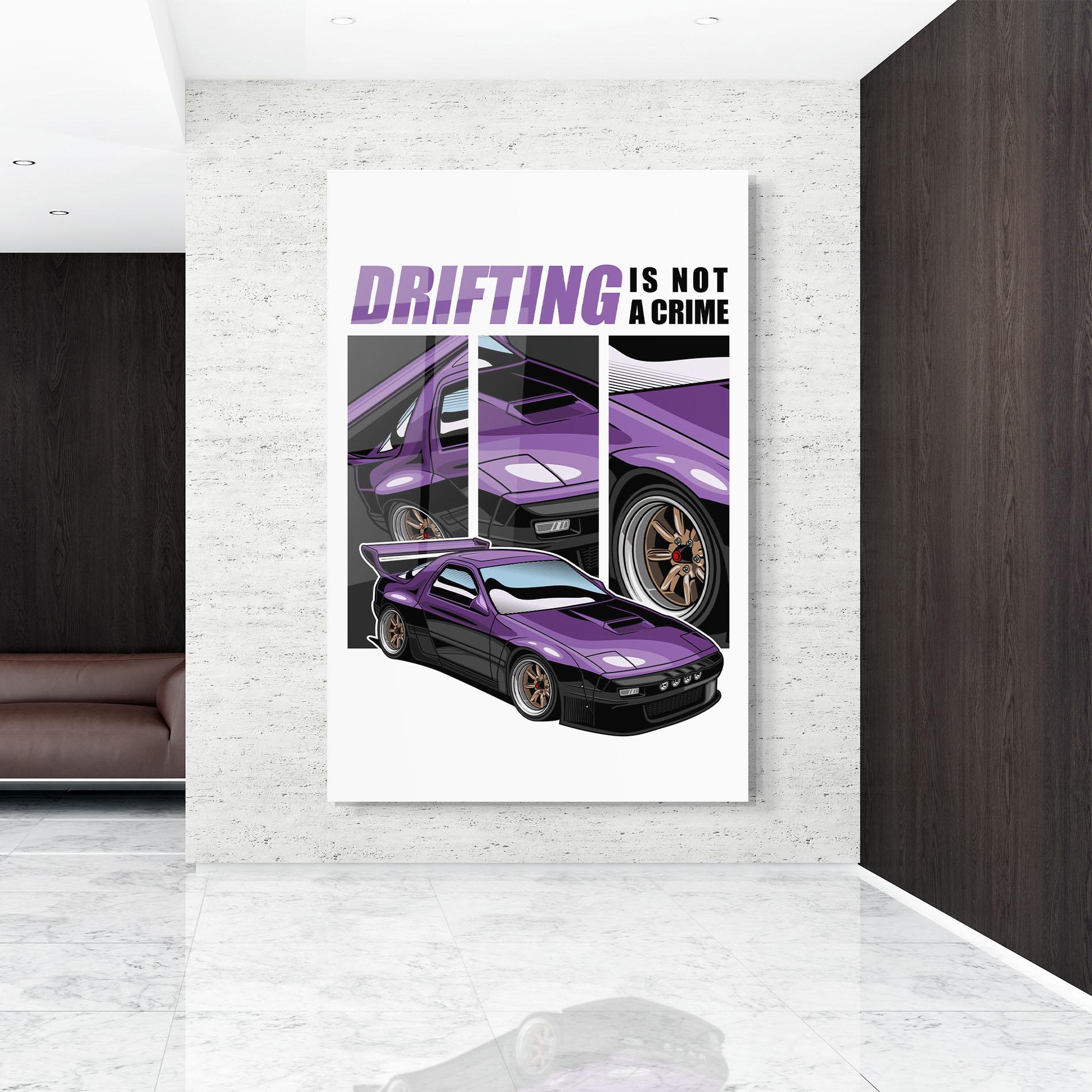 Glasbild Drift Purple Car mockup 9