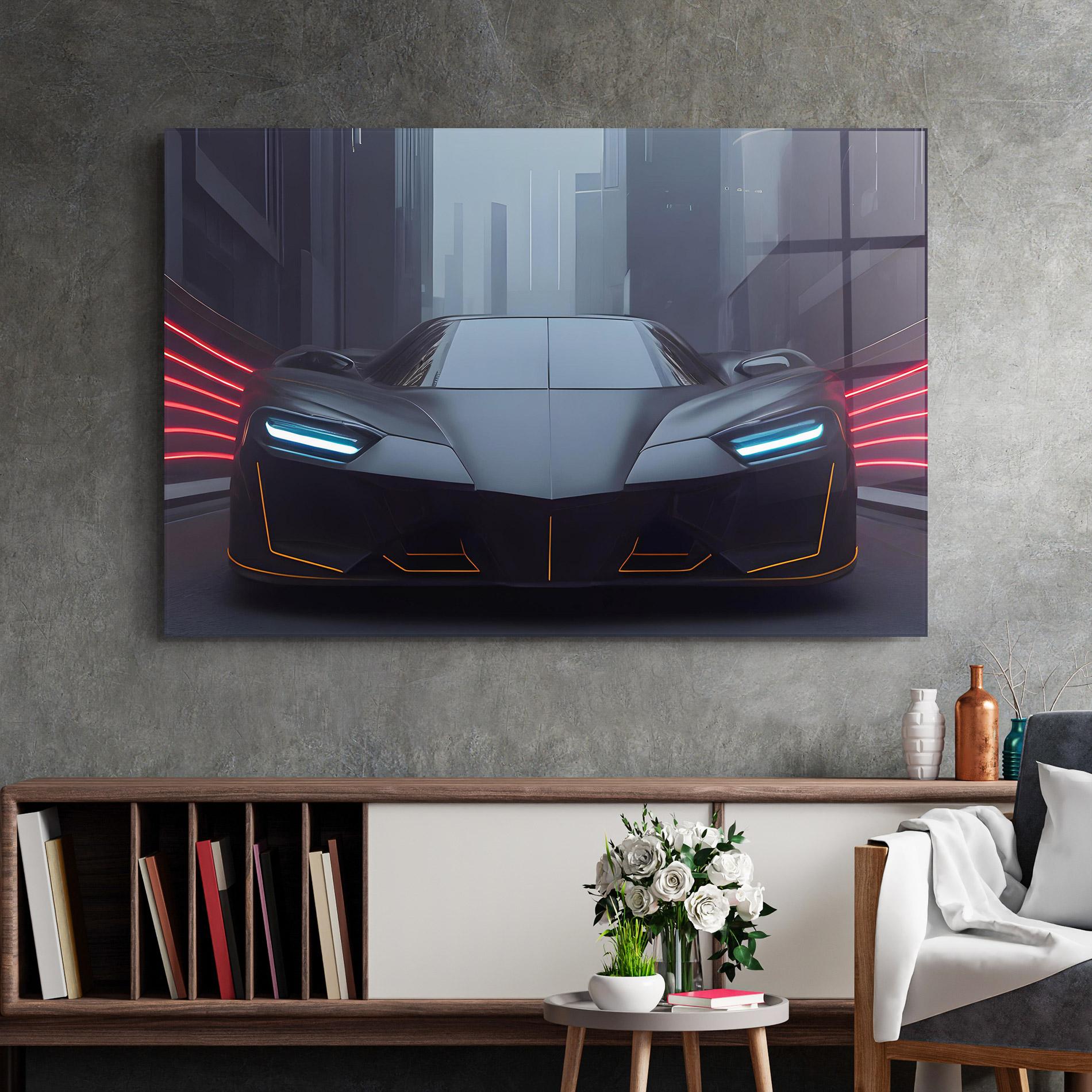 Glasbild Back Futuristic Hypercar mockup 2