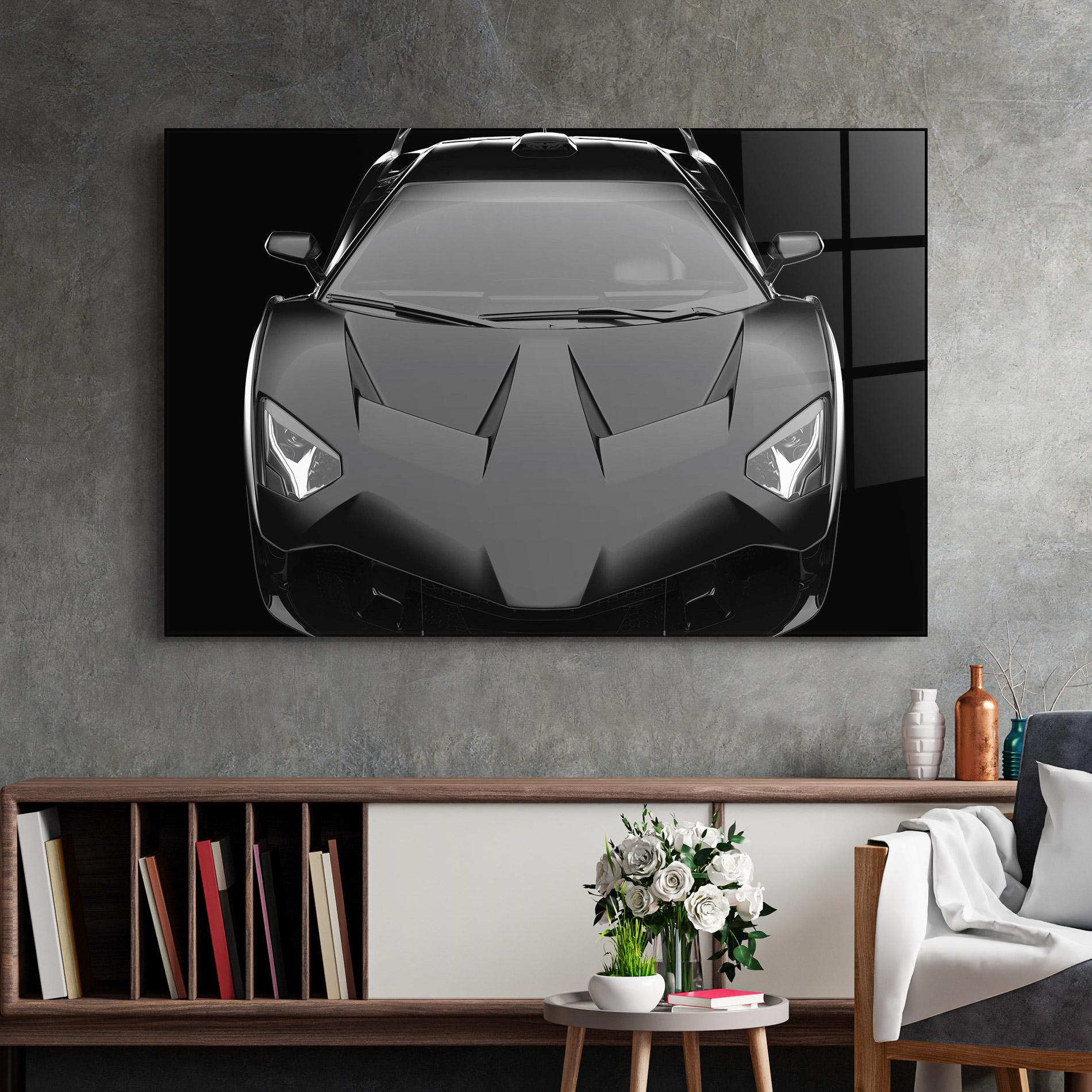Glasbild Black Matte Lambo mockup 2