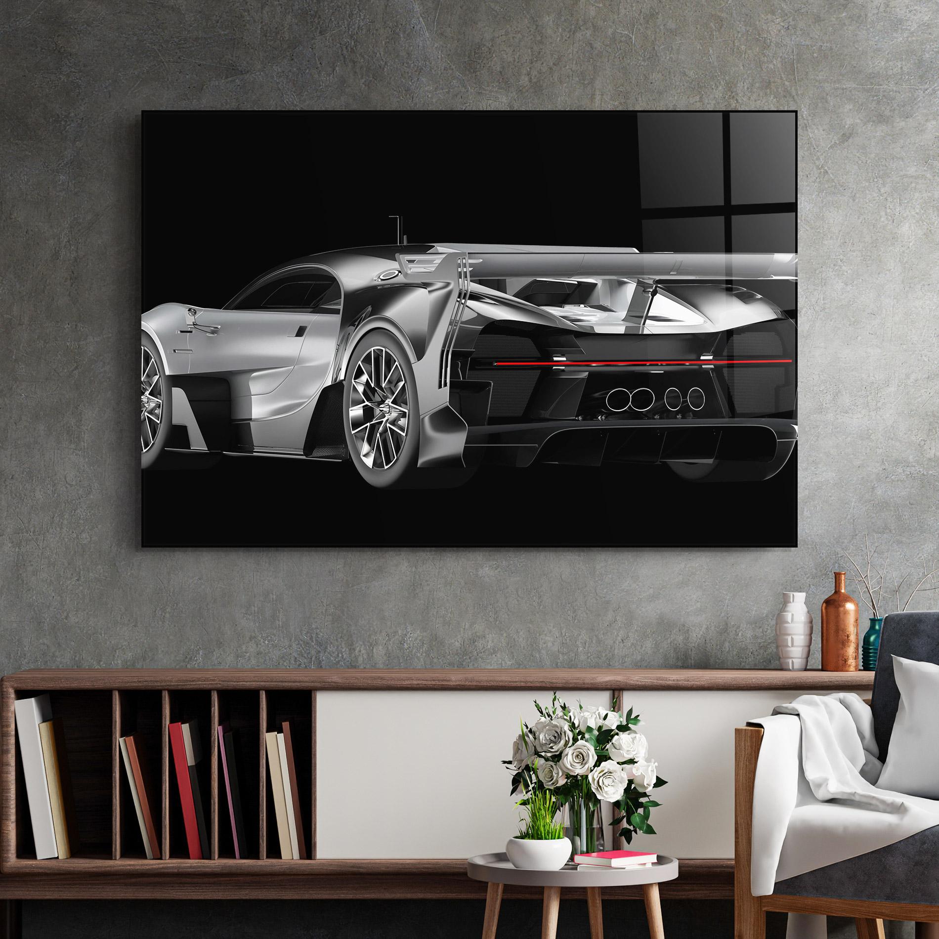 Glasbild Black Rear Hypercar mockup 2