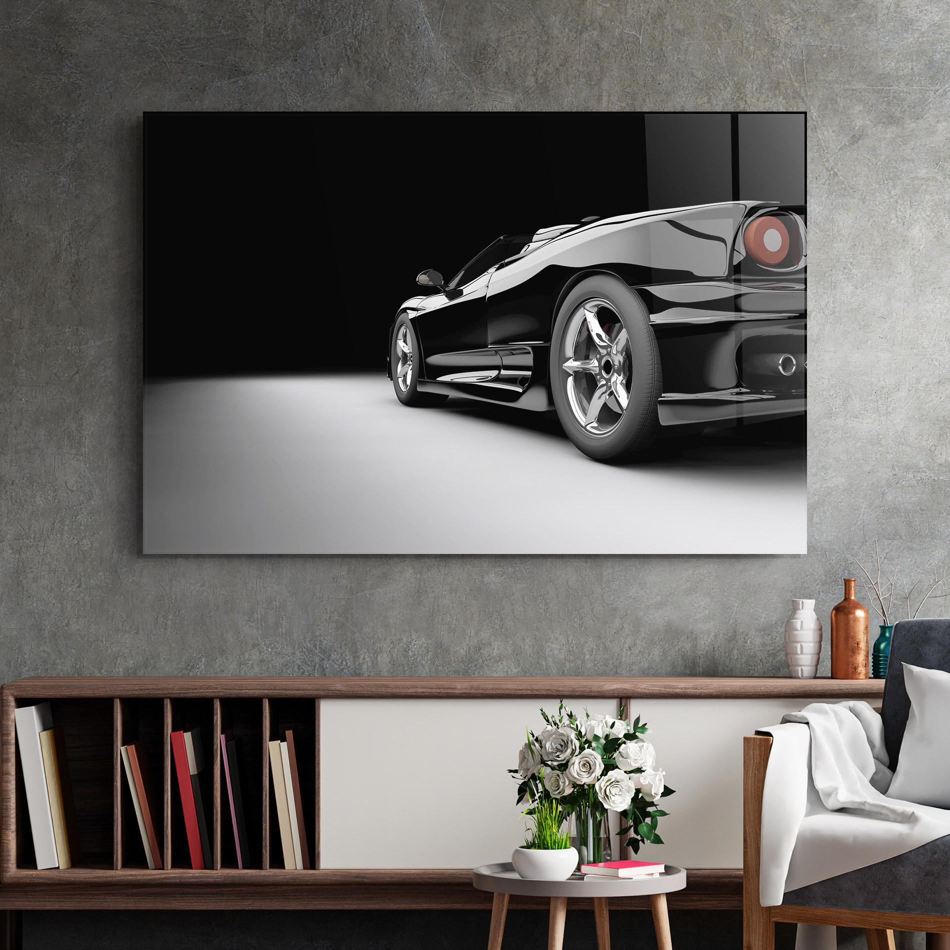 Glasbild Black Sport Car mockup 2