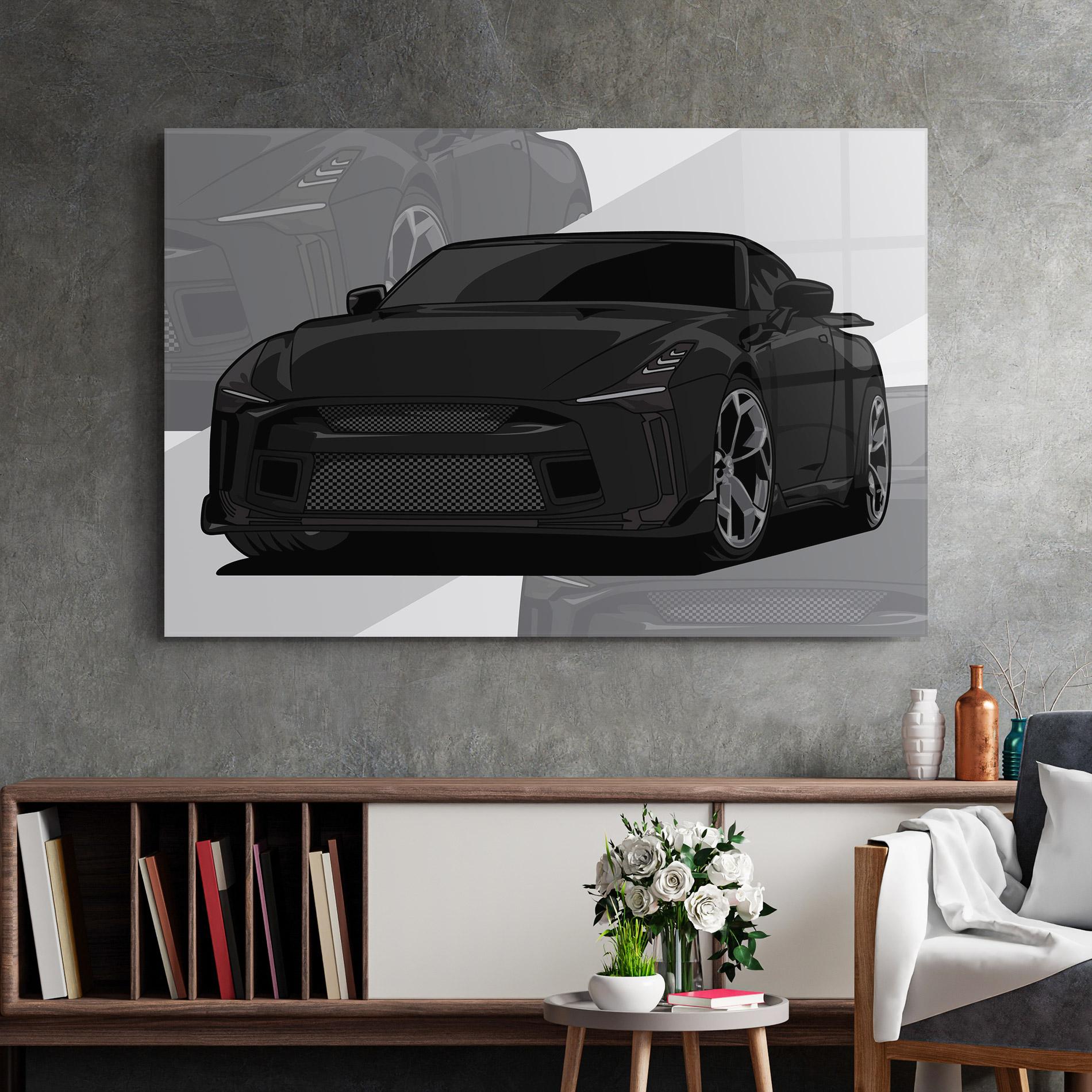 Glasbild Black Strong Car mockup 2