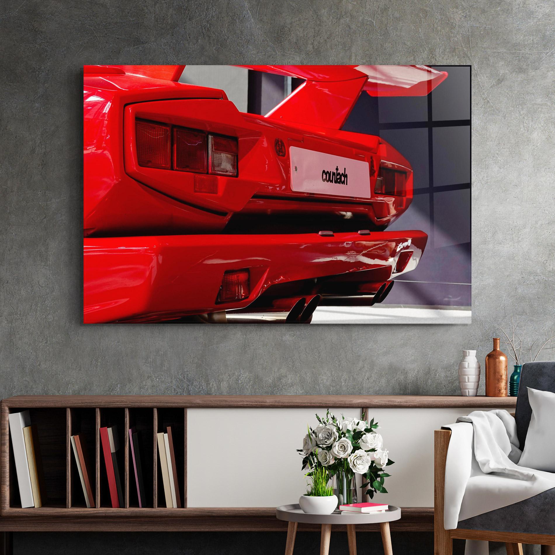 Glasbild Red Rear Countach mockup 2