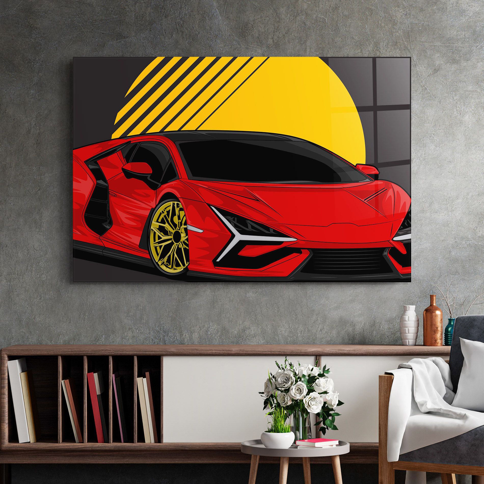 Red Yellow Sport Car mockup 2
