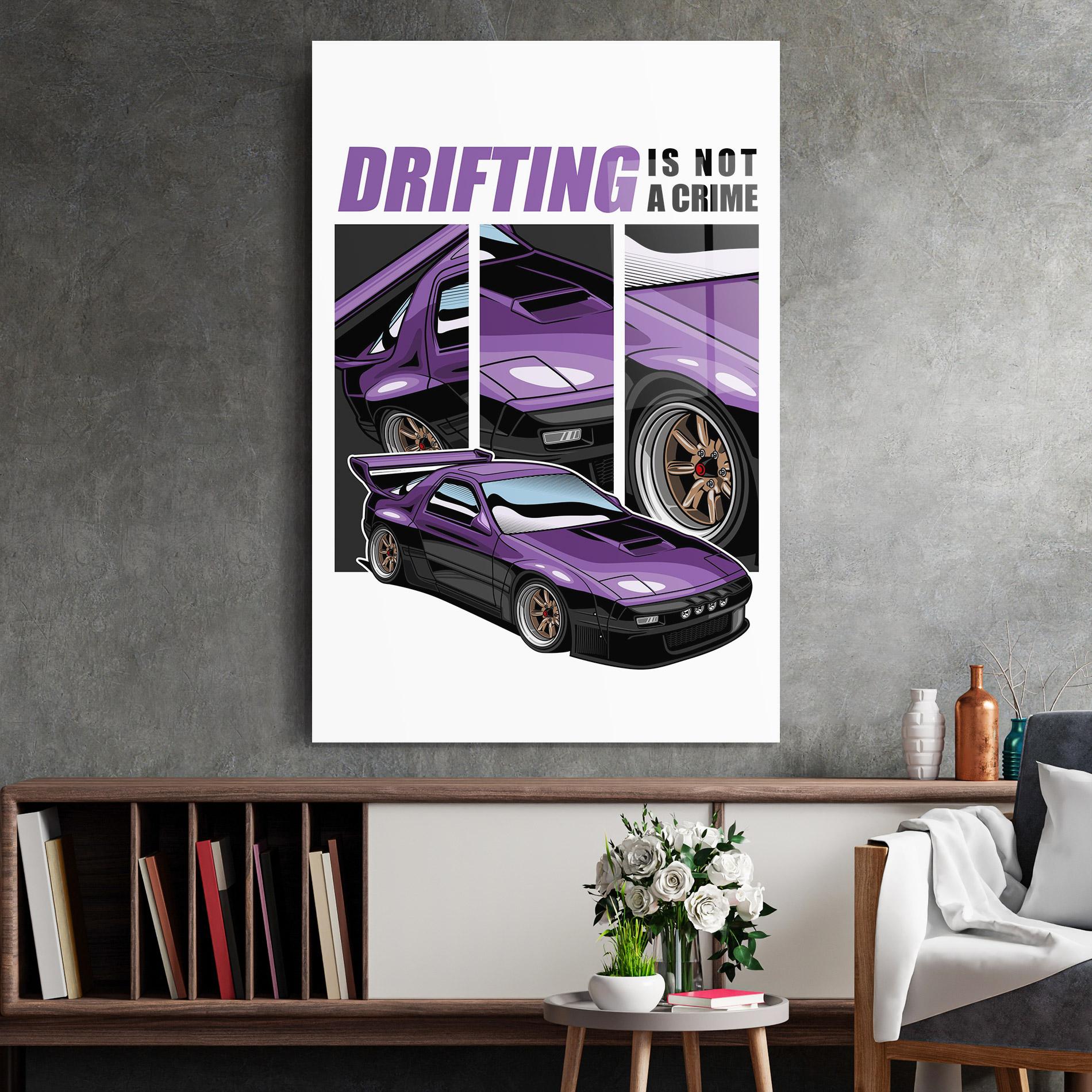 Glasbild Drift Purple Car mockup 2
