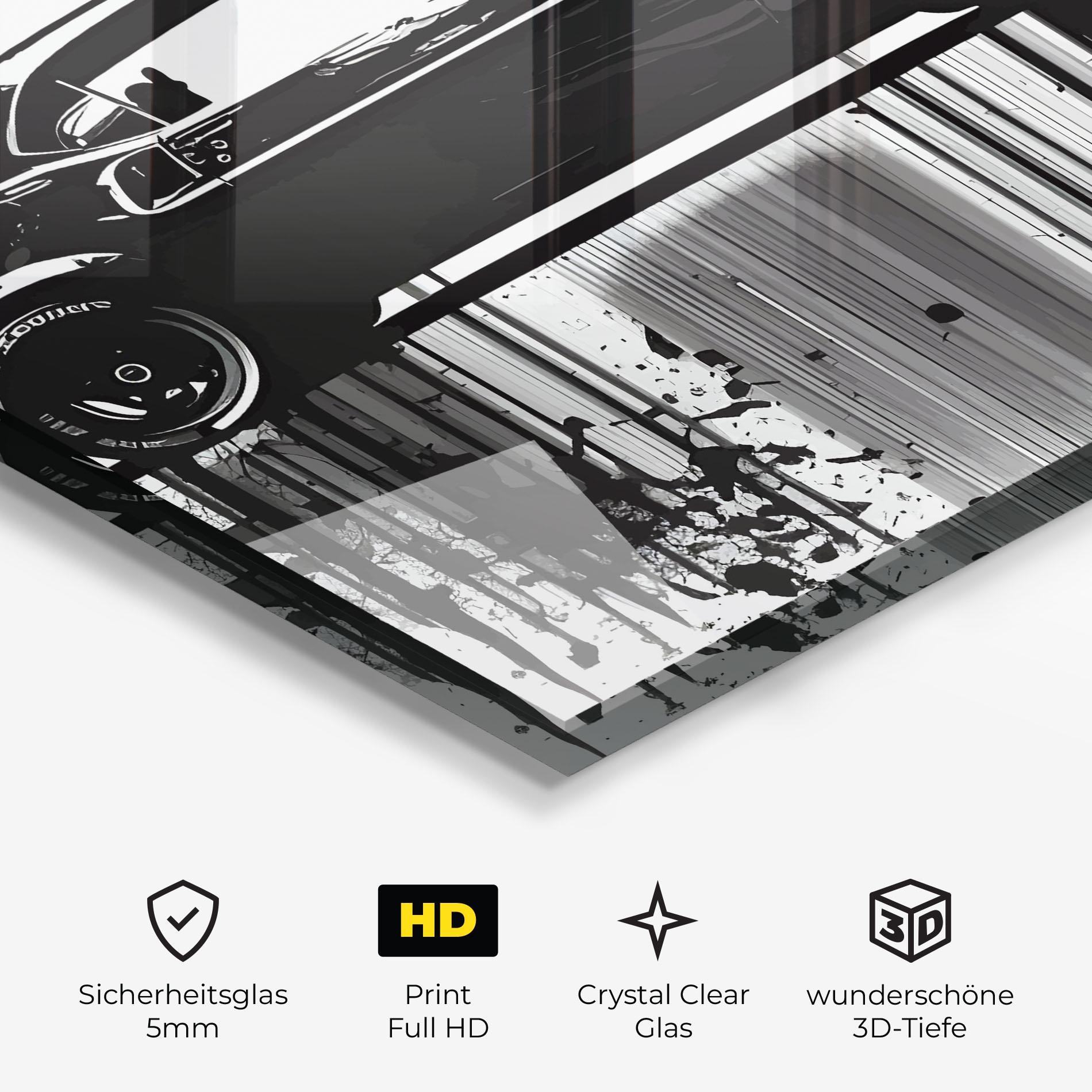 Glasbild Black Car Drowing mockup 3