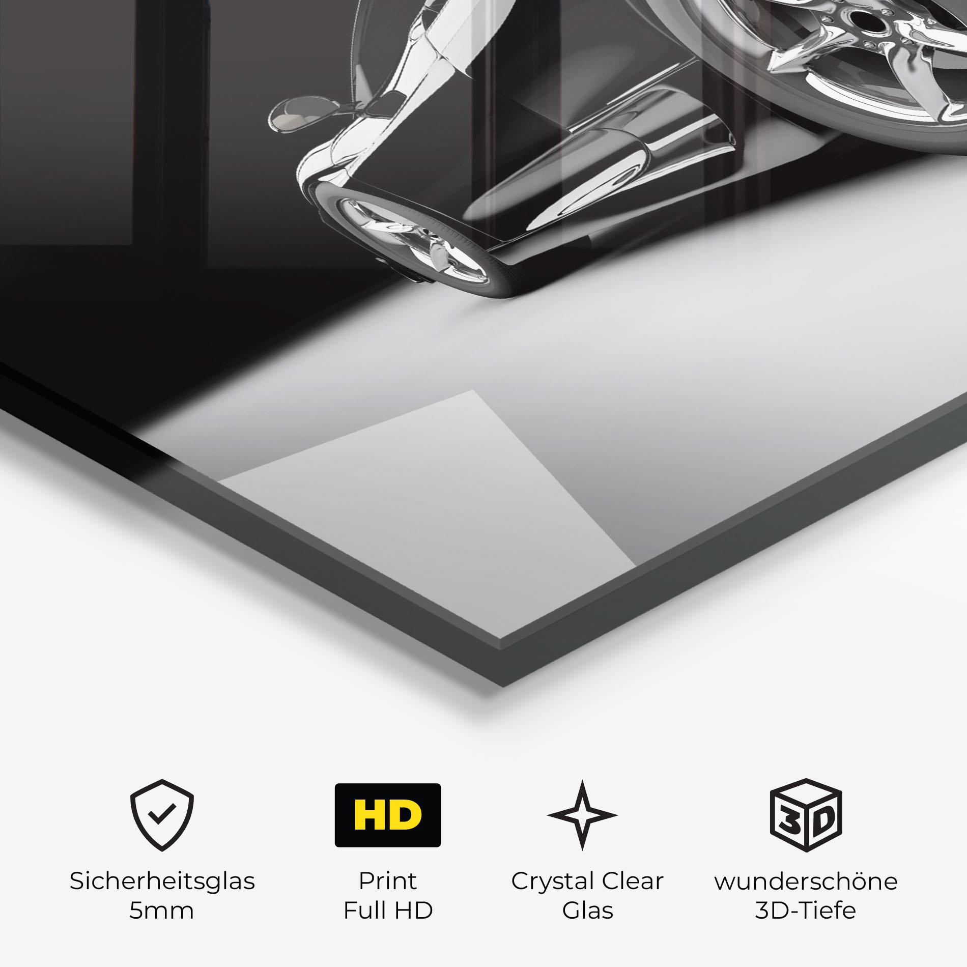 Glasbild Black Sport Car mockup 3