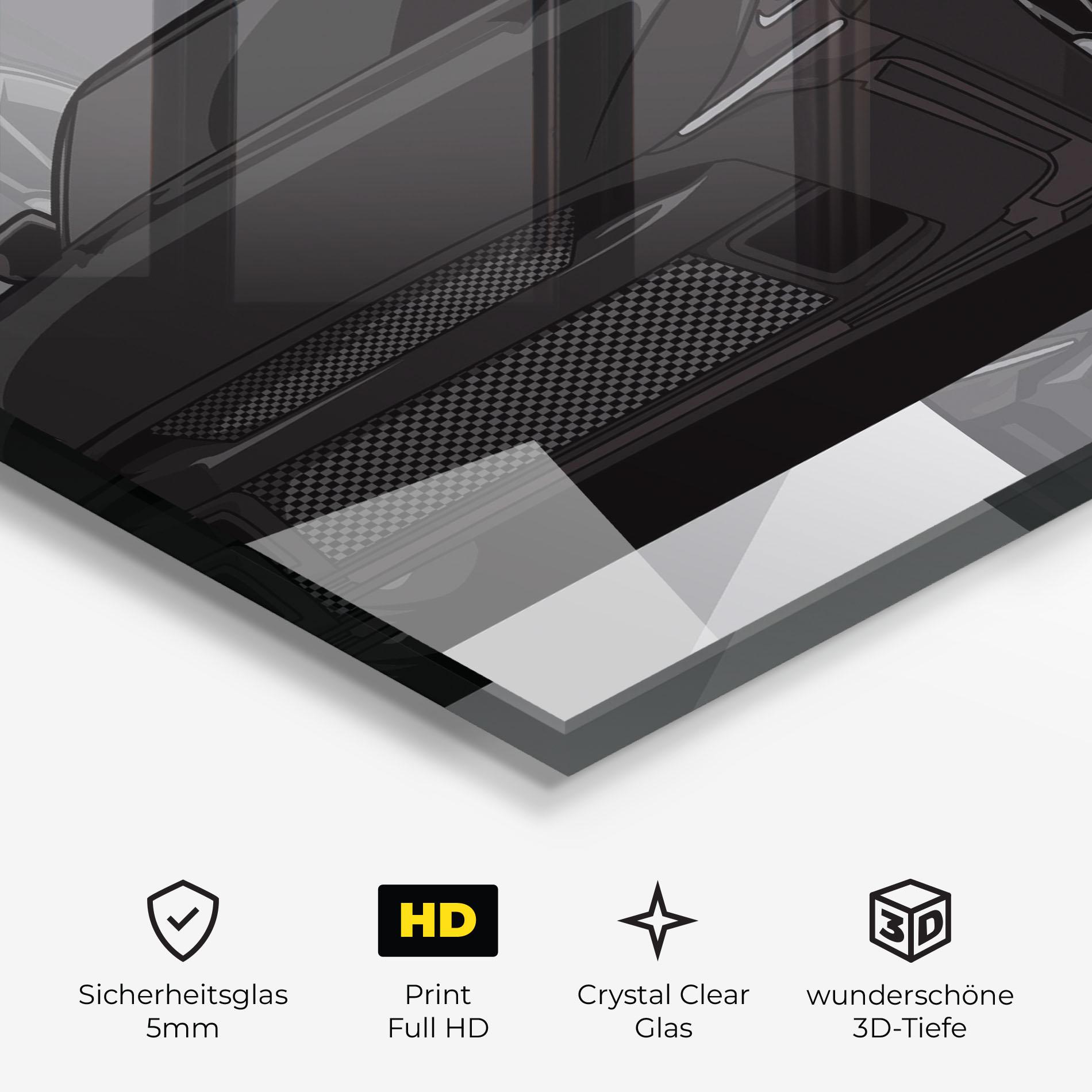Glasbild Black Strong Car mockup 3