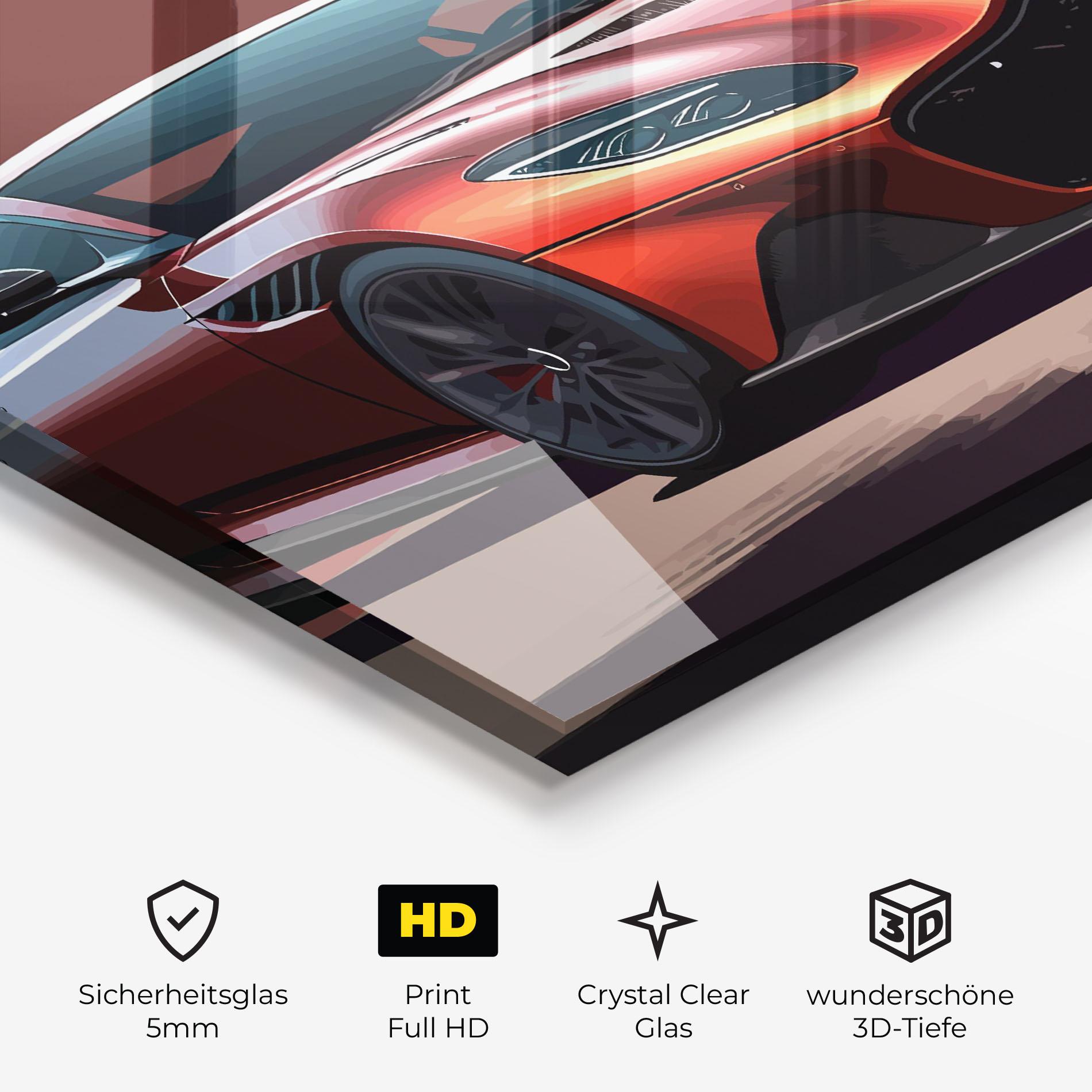 Glasbild Red Cool Car mockup 3