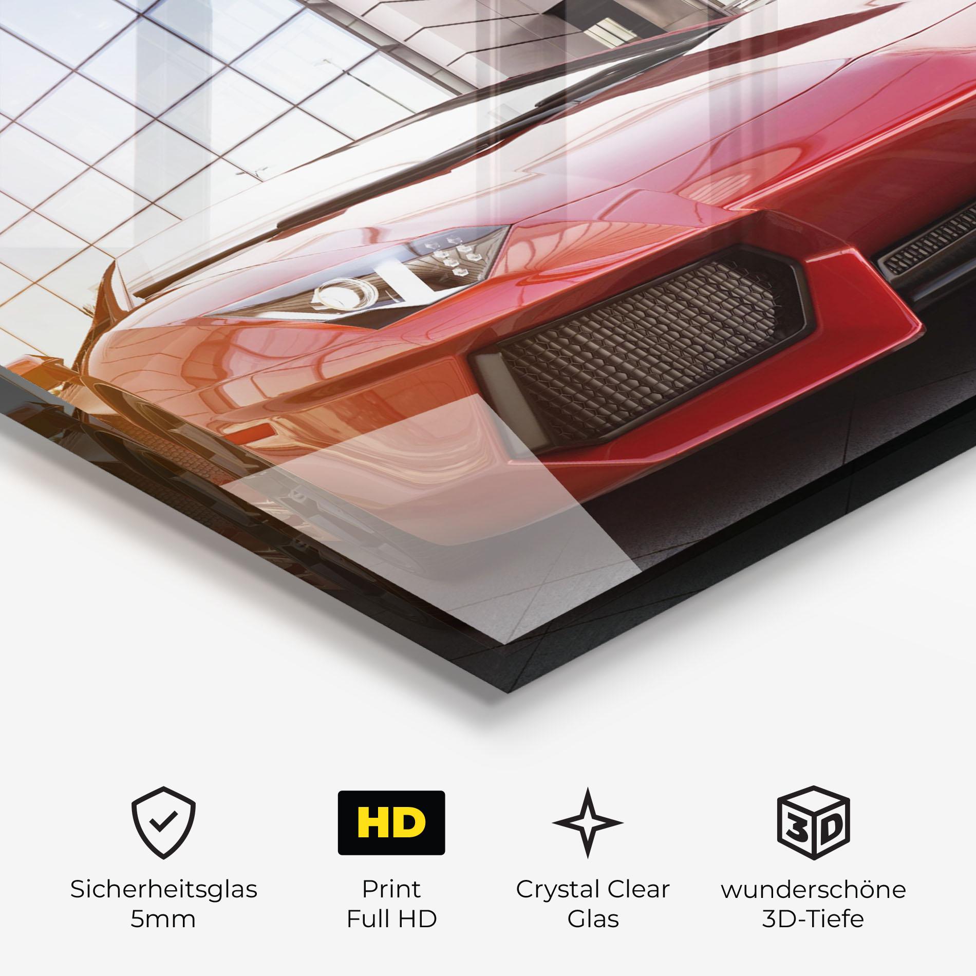 Glasbild Red Lambo Outside mockup 3