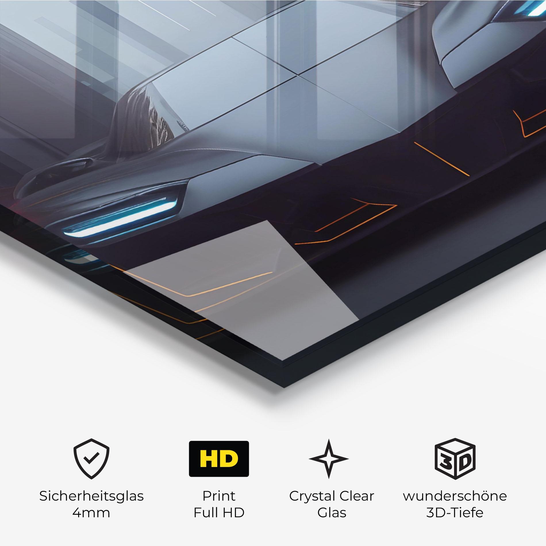 Glasbild Back Futuristic Hypercar mockup 3