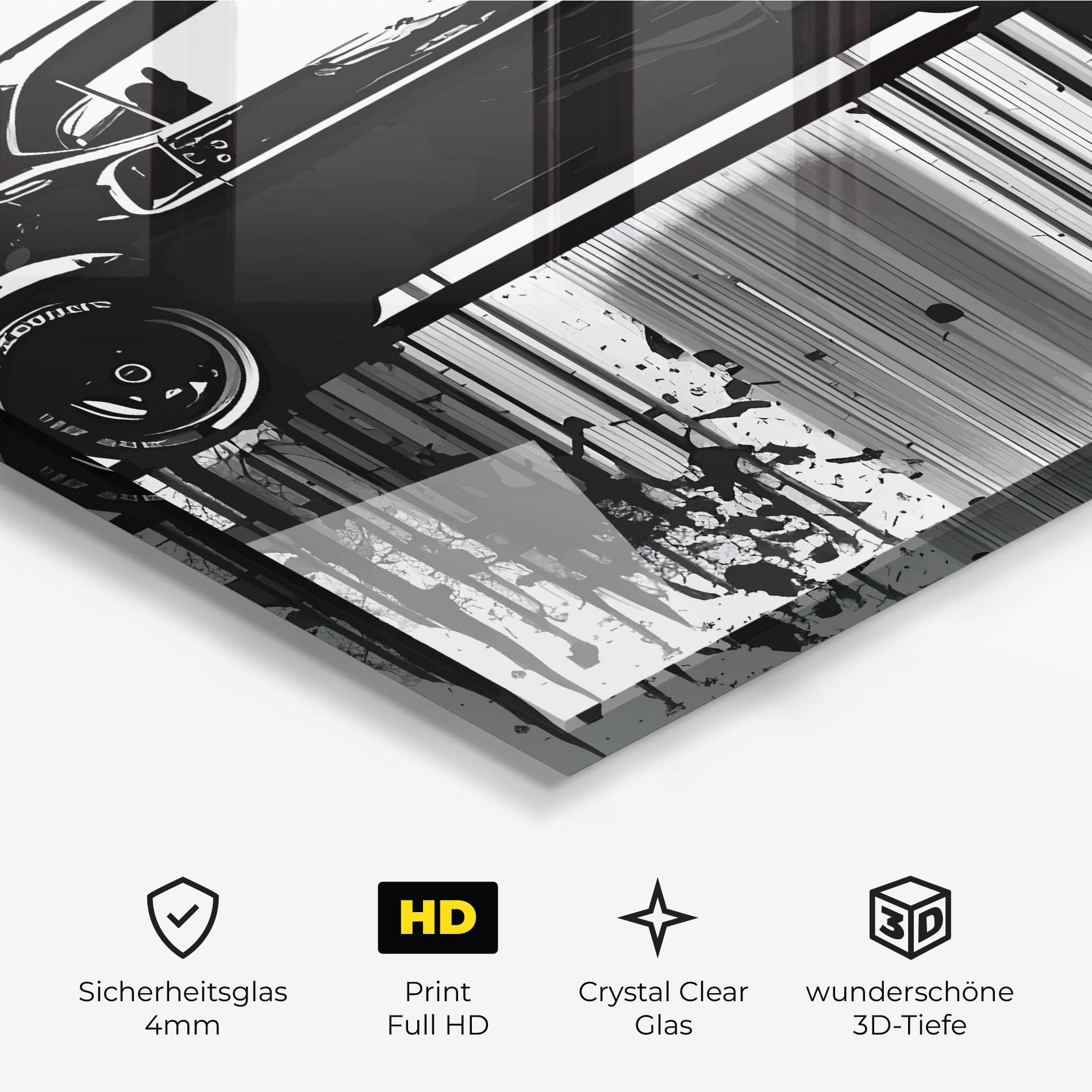 Glasbild Black Car Drowing mockup 3