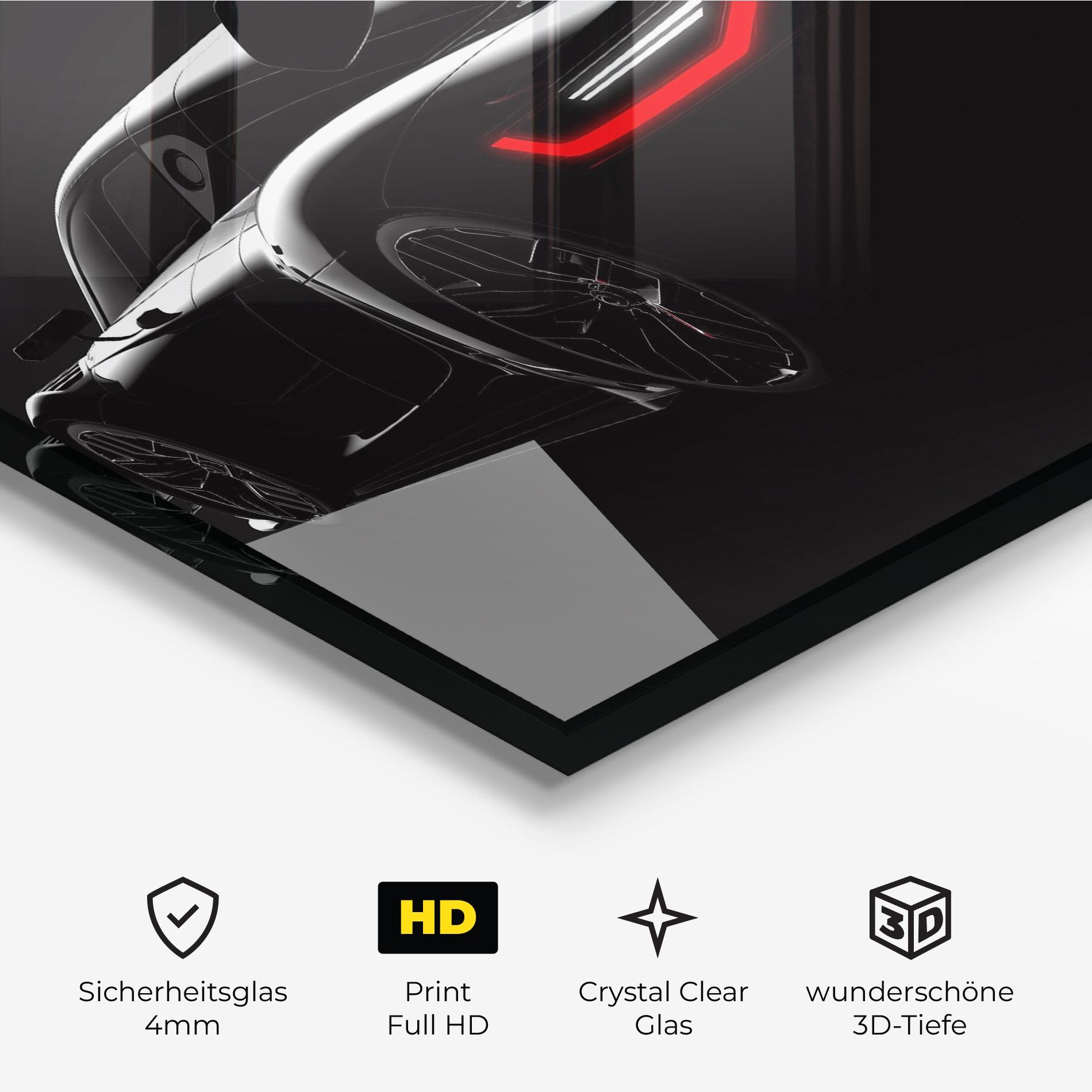 Glasbild Black Hypercar Car mockup 3