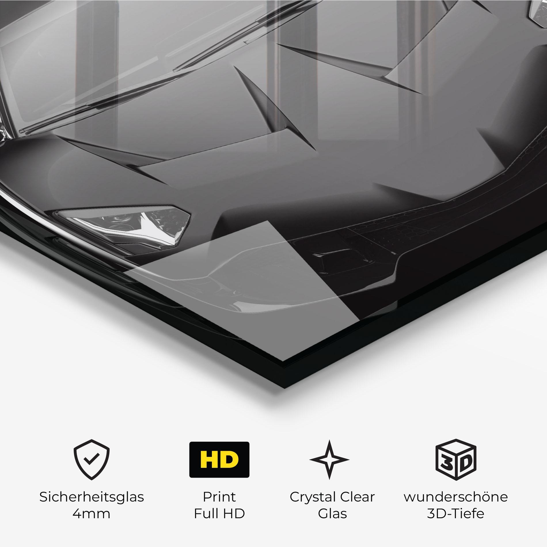 Glasbild Black Matte Lambo mockup 3
