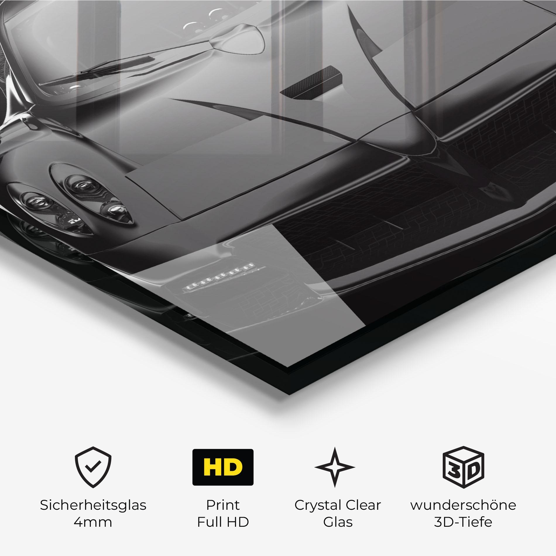 Glasbild Black Matte Pagani mockup 3