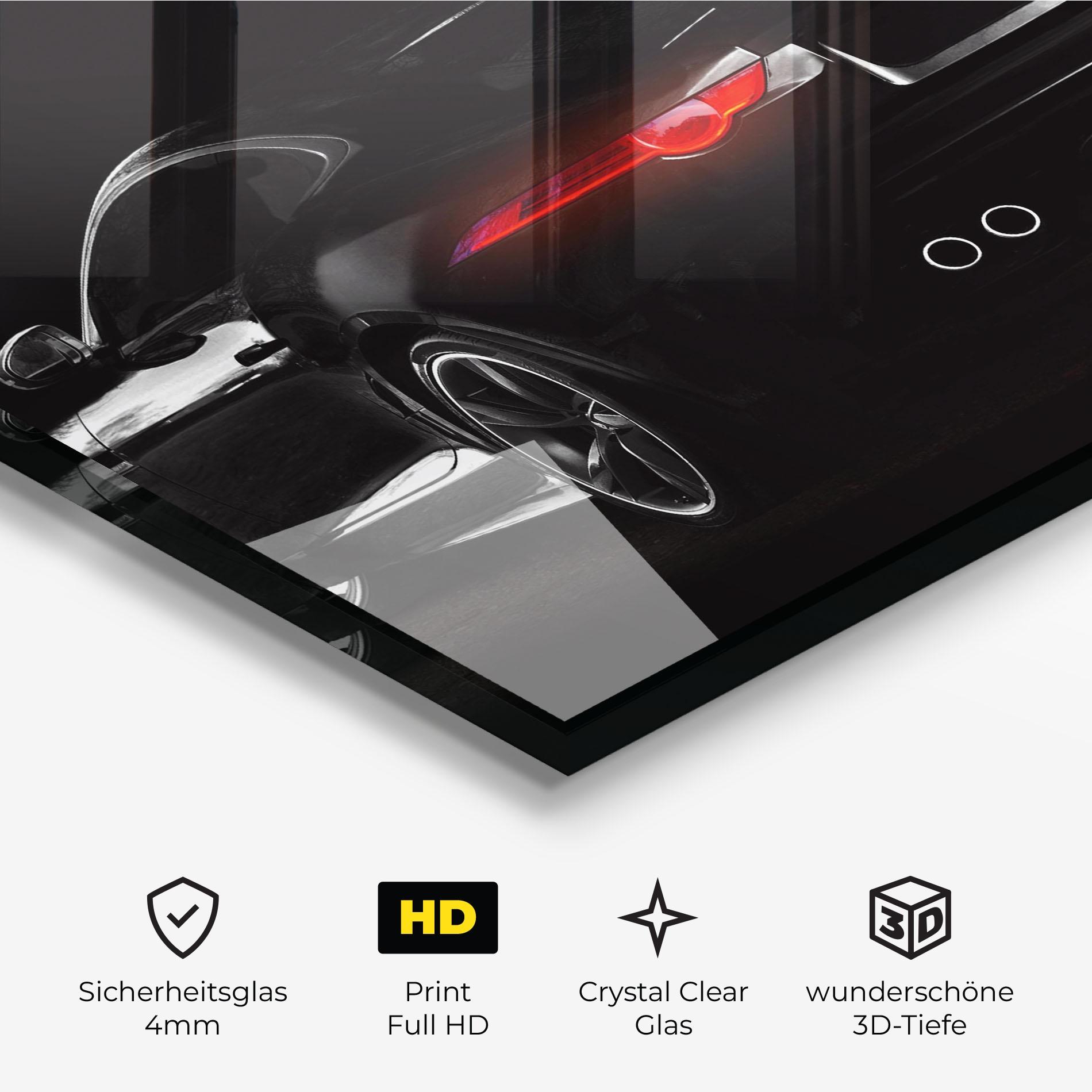 Glasbild Black Silhouette Car mockup 3