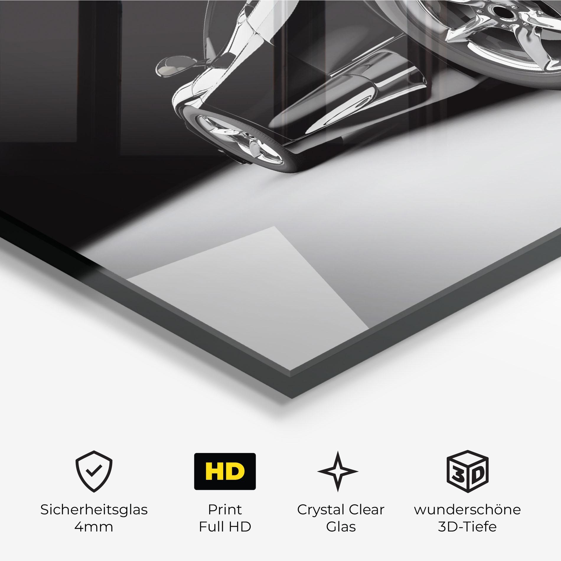 Glasbild Black Sport Car mockup 3