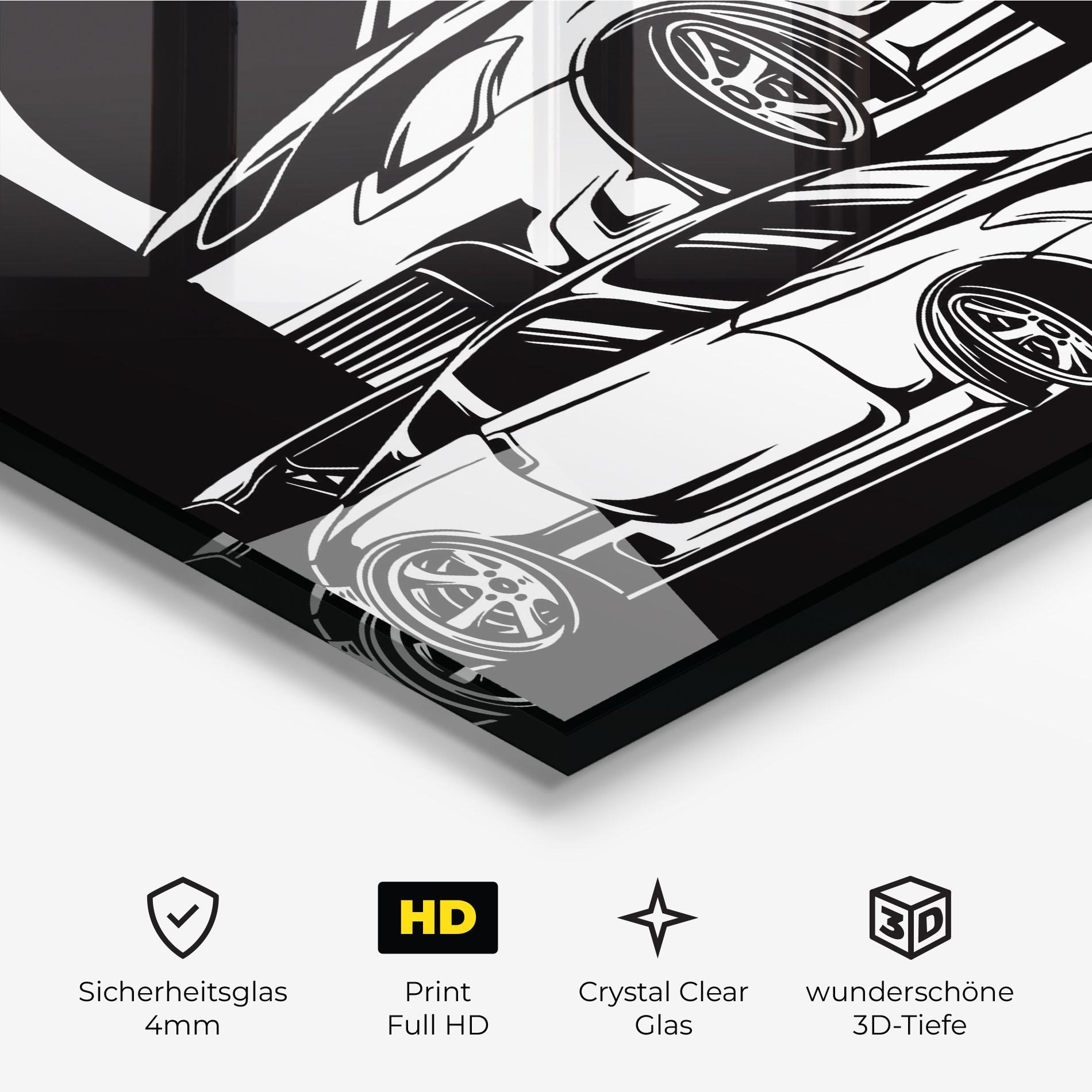 Glasbild Car Street Racing mockup 3