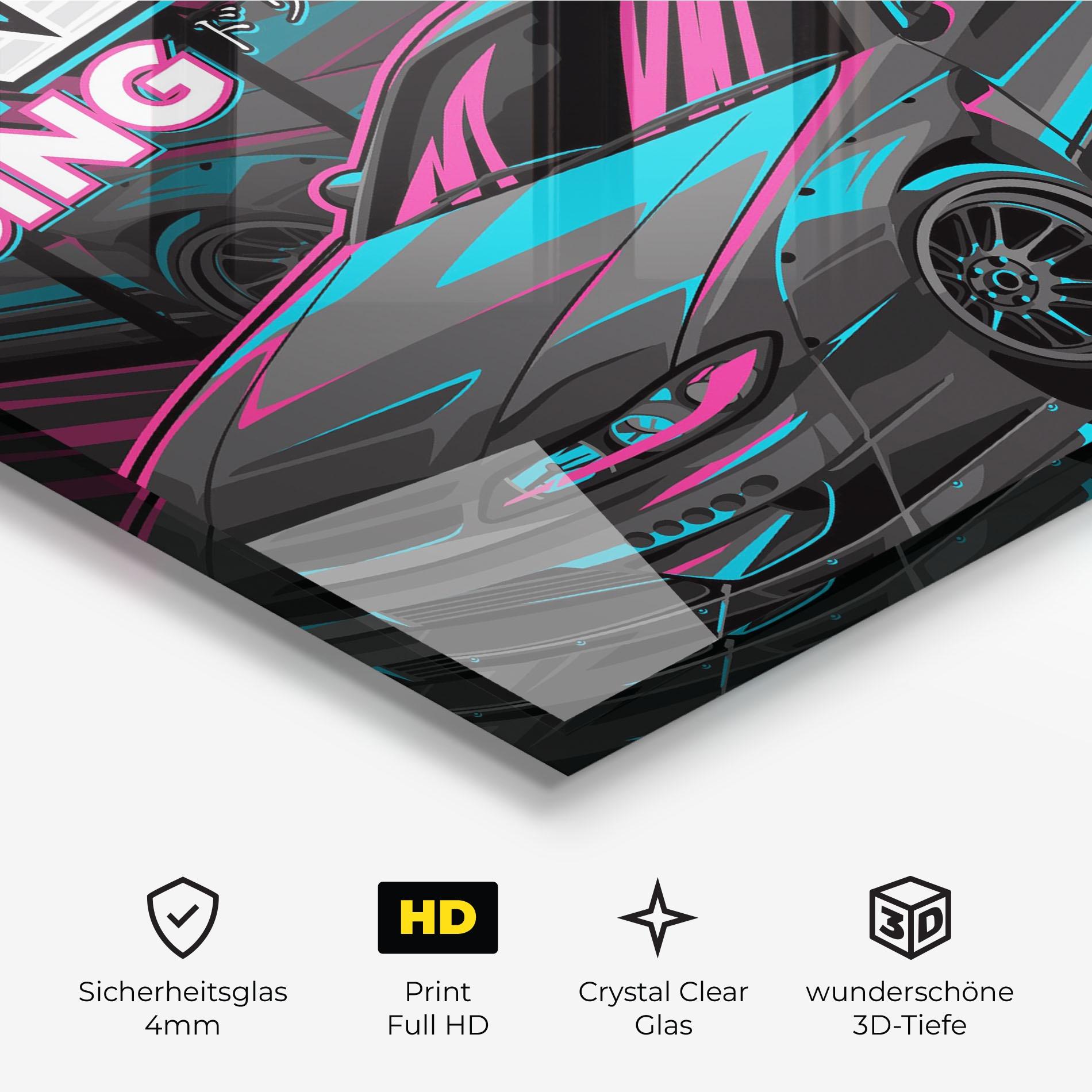 Glasbild Drift Grey Car mockup 3
