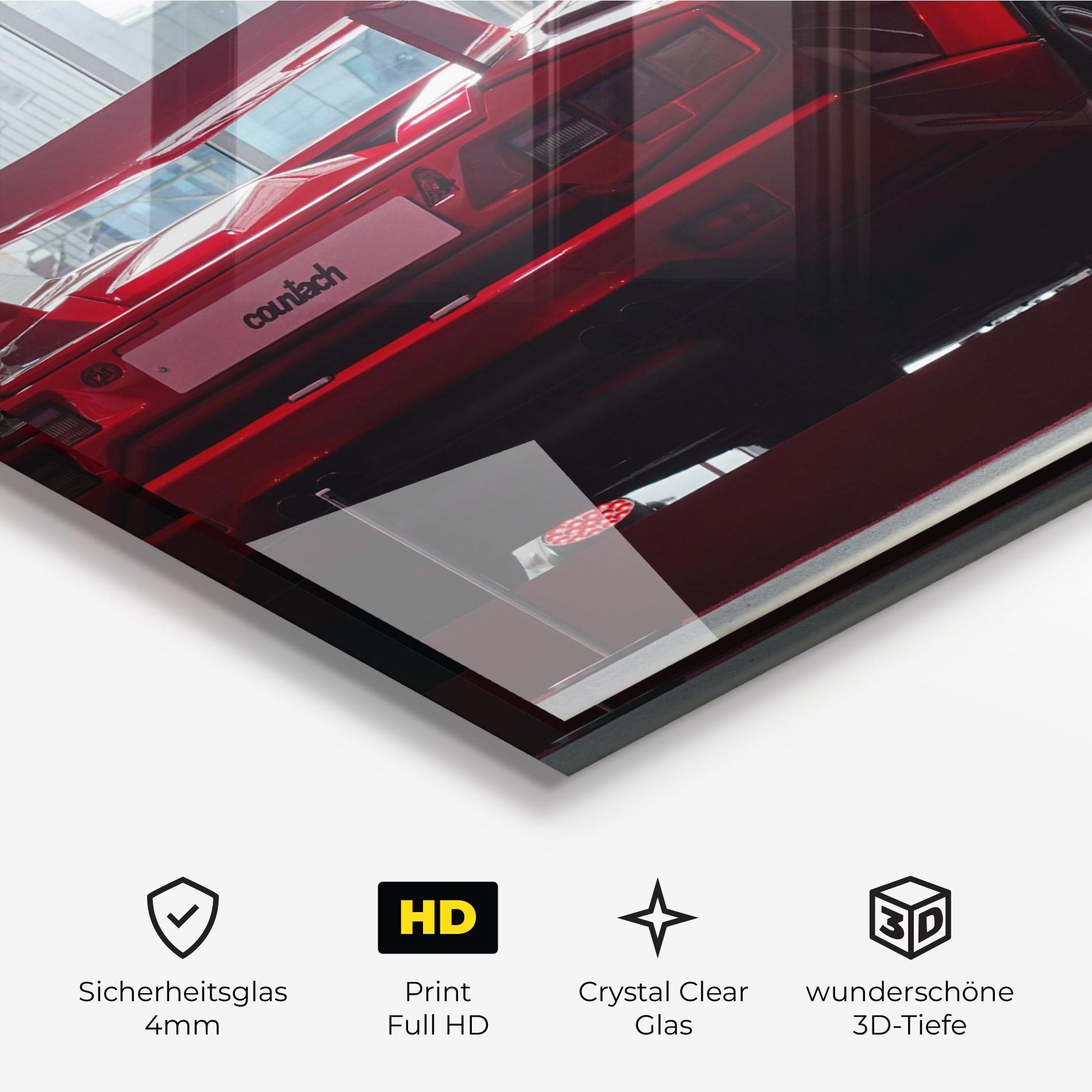 Glasbild Red Countach Rear mockup 3