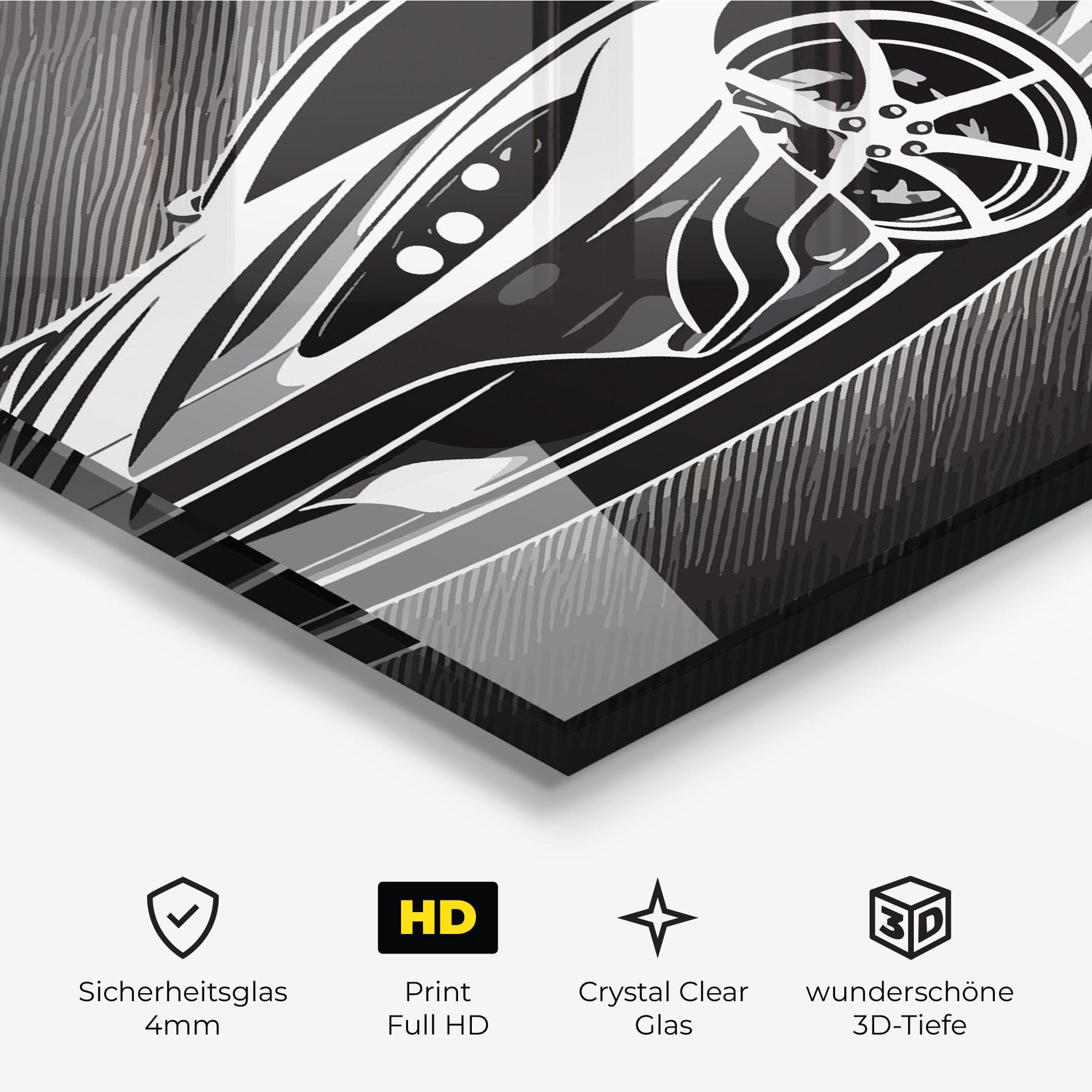 Glasbild White Sport Car mockup 3