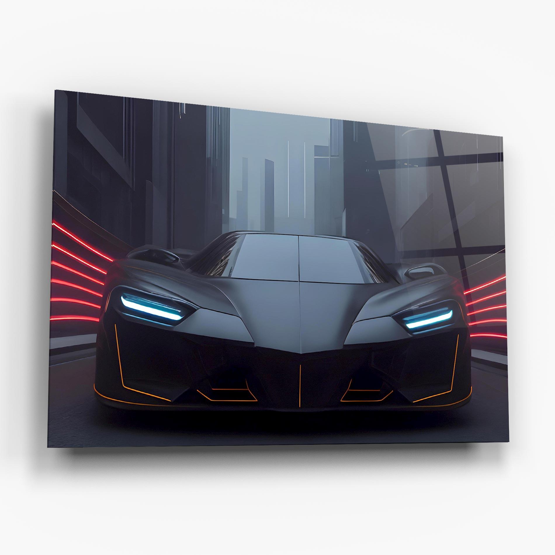 Glasbild Back Futuristic Hypercar mockup 6