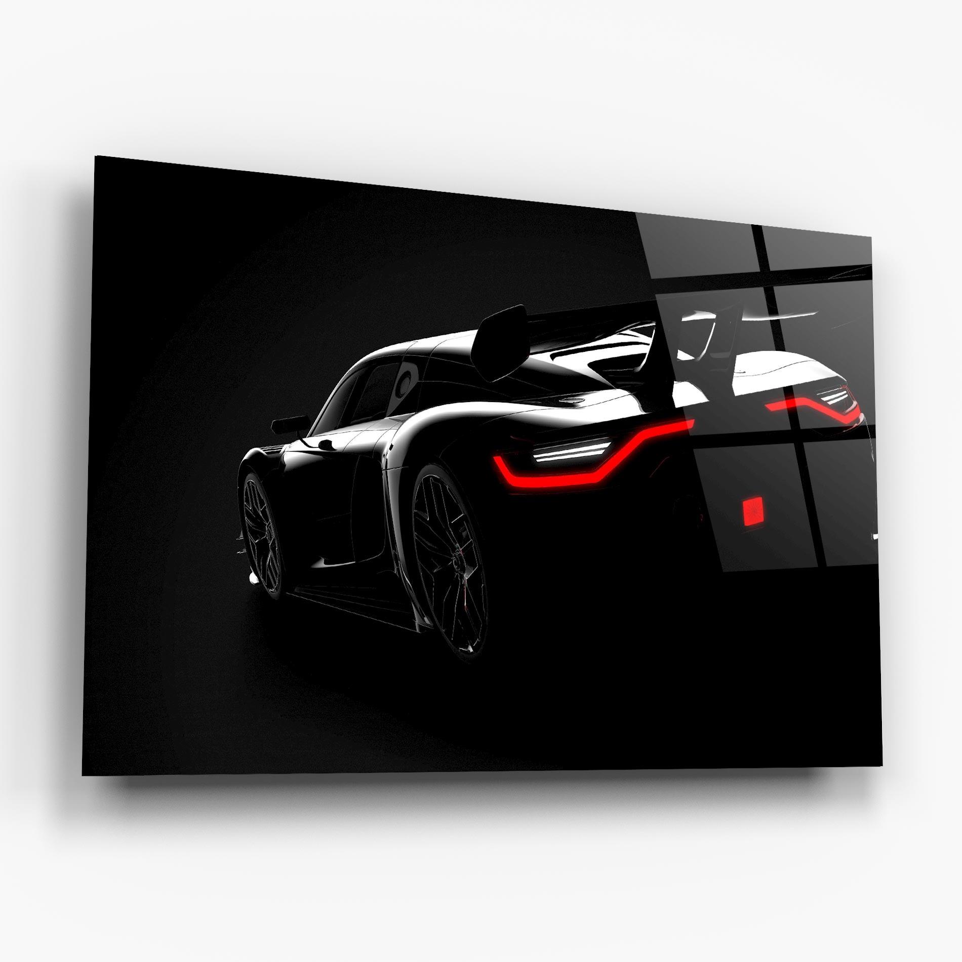 Glasbild Black Hypercar Car mockup 6