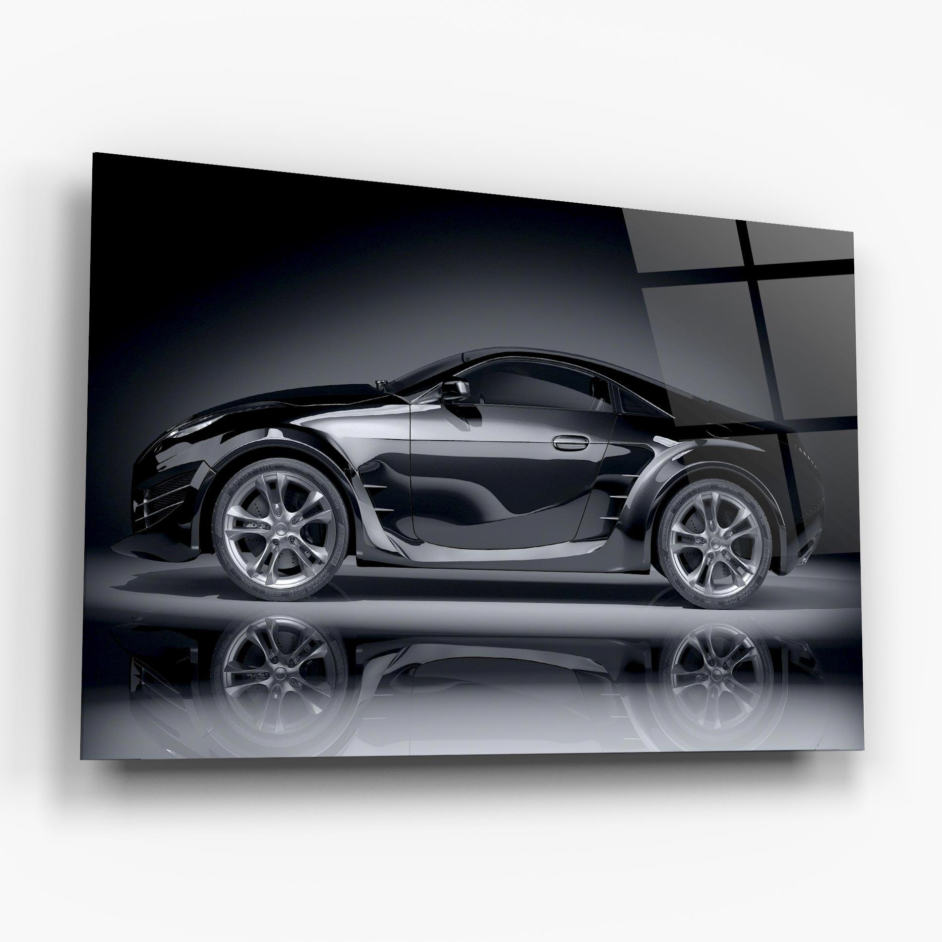 Glasbild Black Shadow Car mockup 6