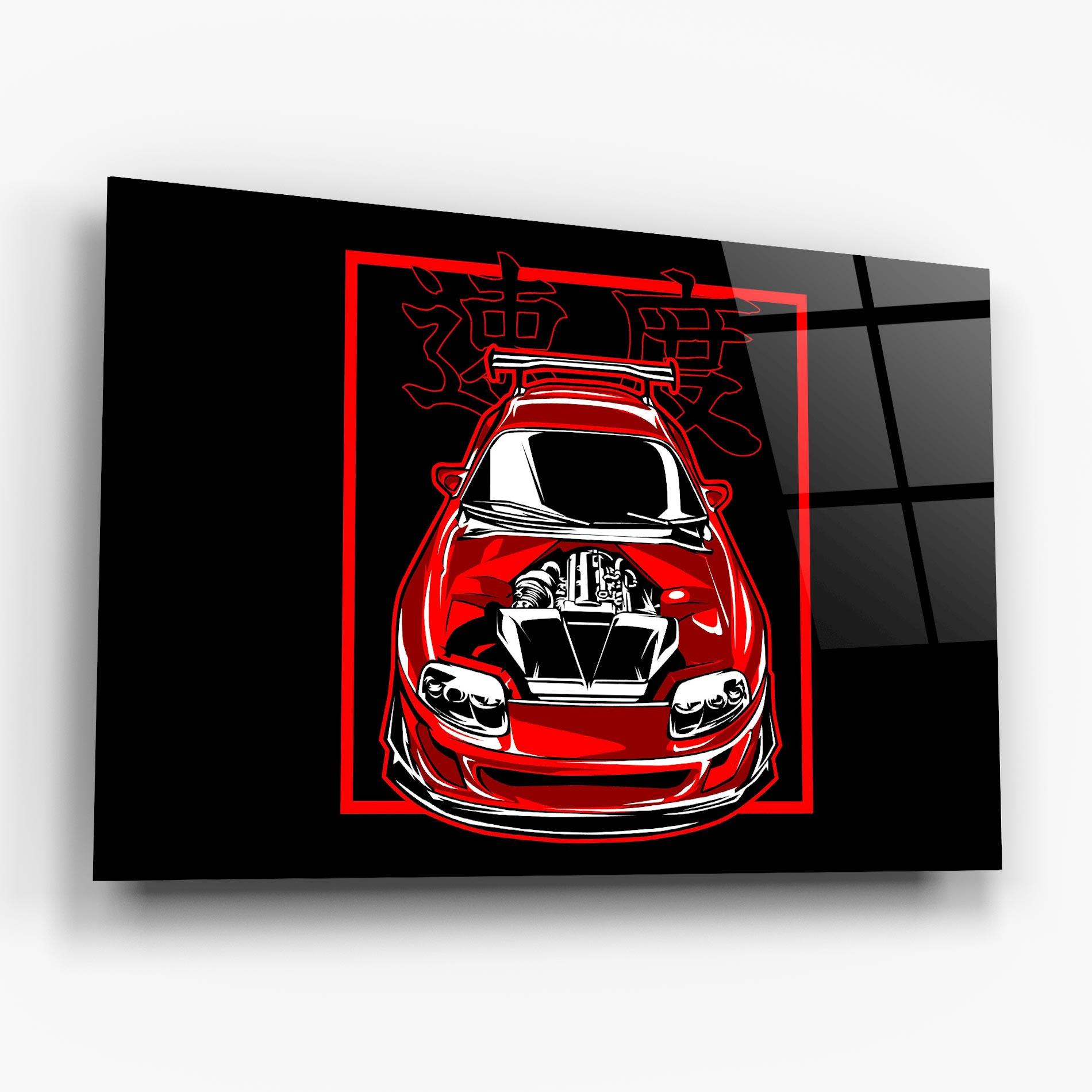 Glasbild Japanese Red Car mockup 6