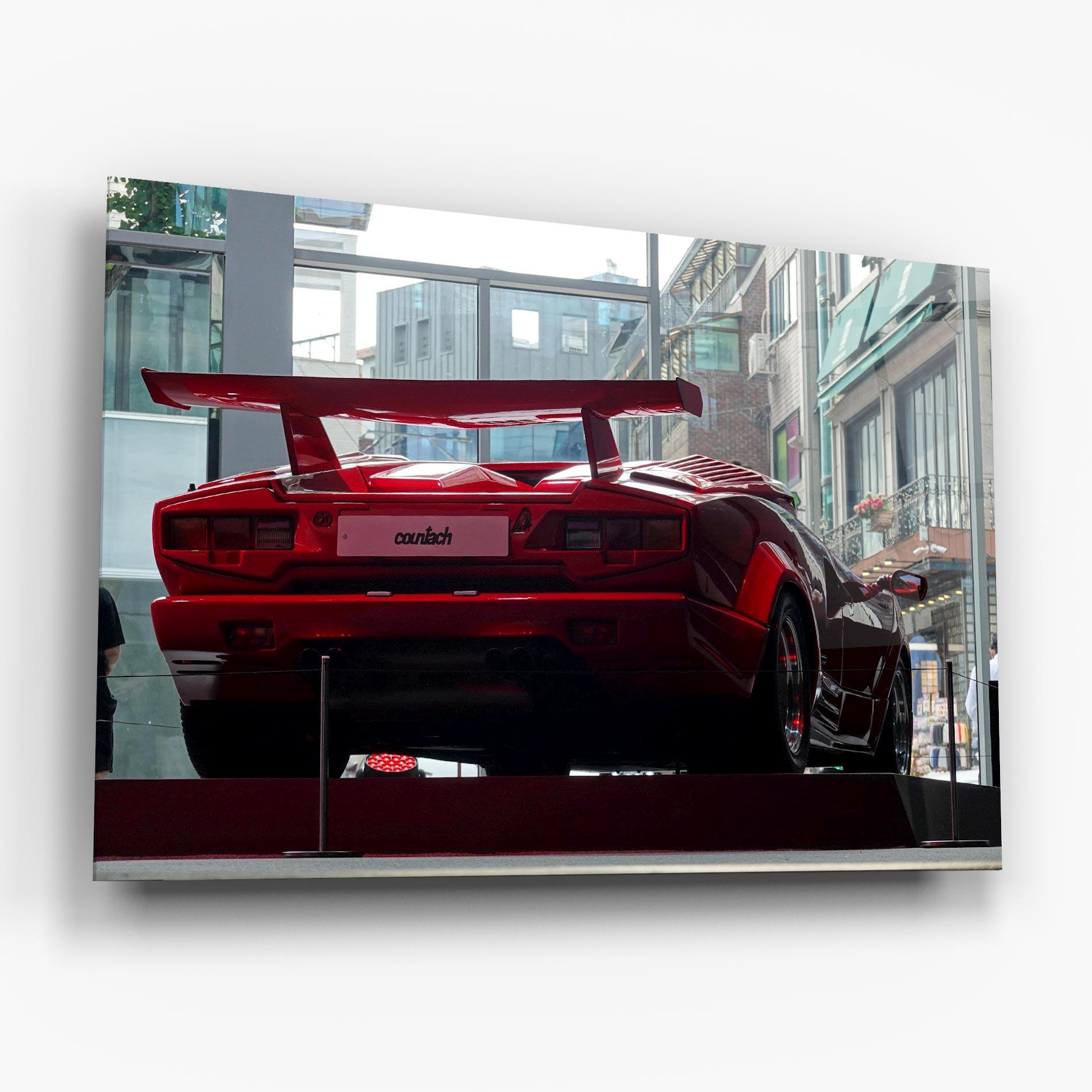 Glasbild Red Countach Rear mockup 6