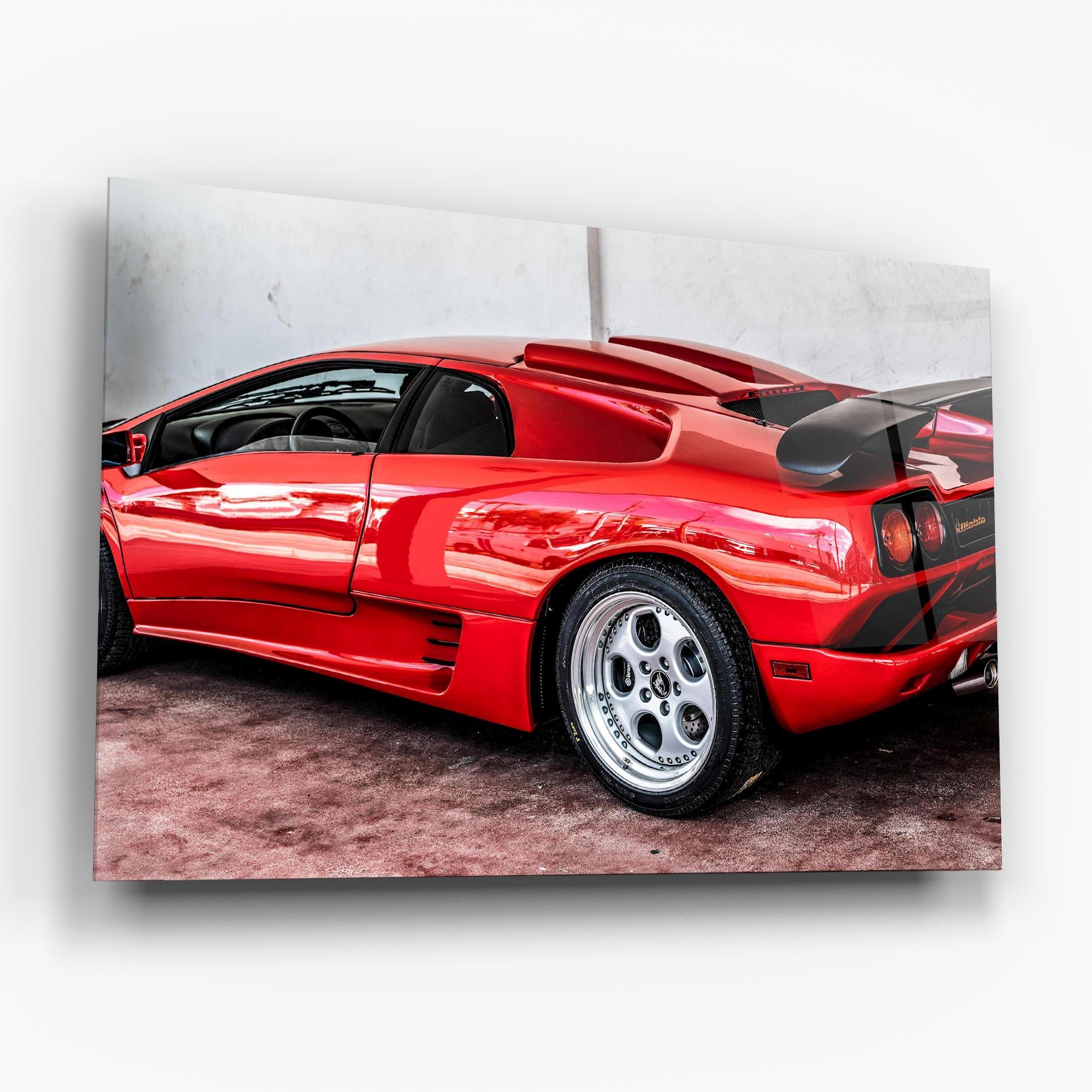 Glasbild Red Diablo Lambo mockup 6