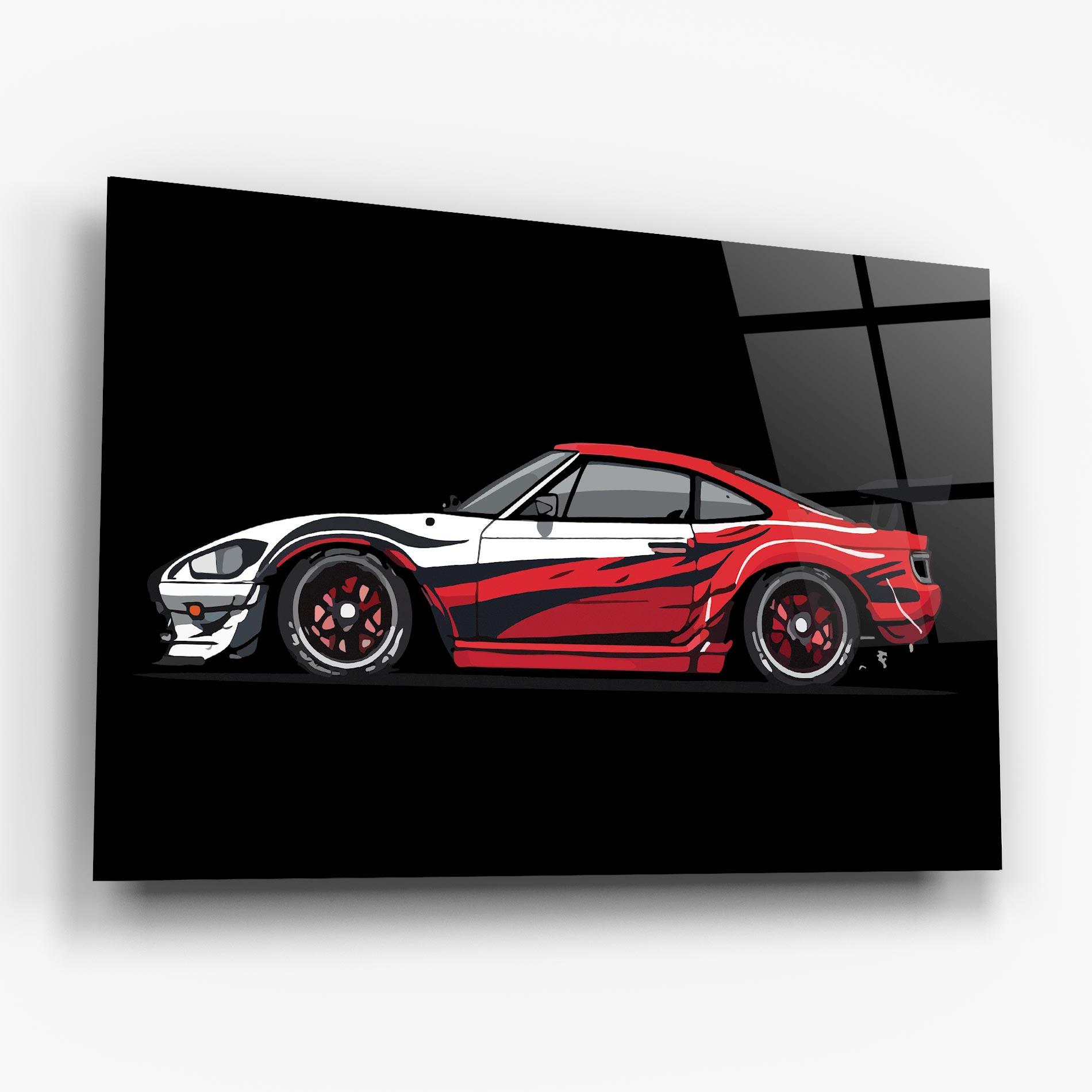 Glasbild Red White Sport Car mockup 6