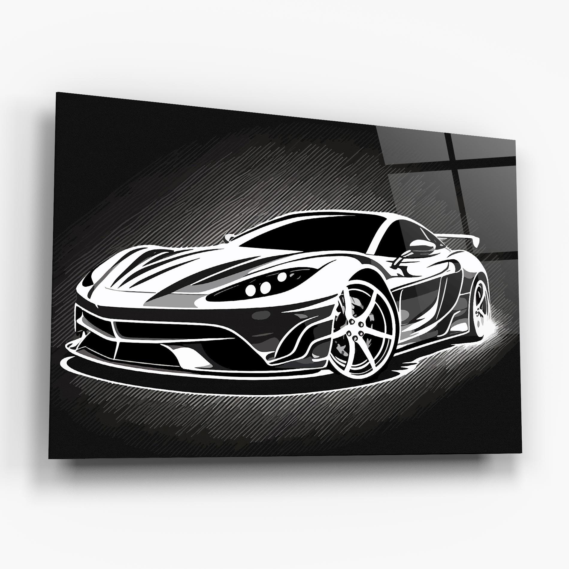 Glasbild White Sport Car mockup 6