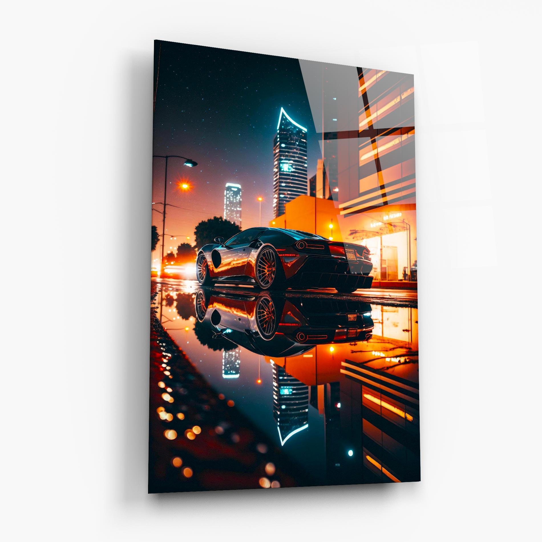 Glasbild Rainy Sport Car mockup 6