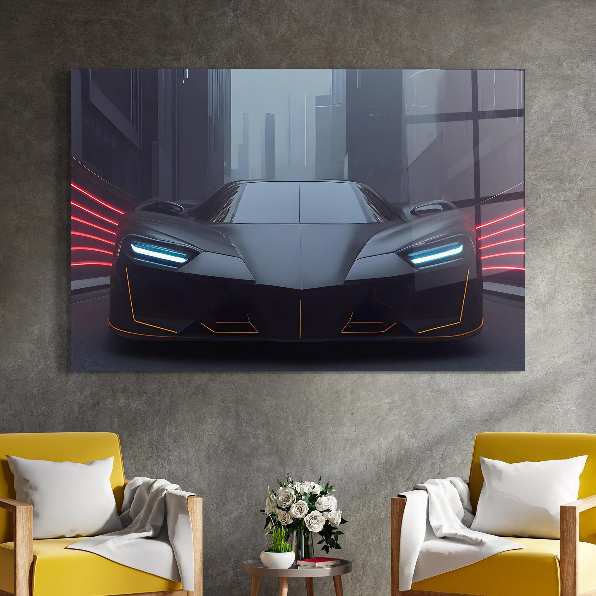 Glasbild Back Futuristic Hypercar mockup 4