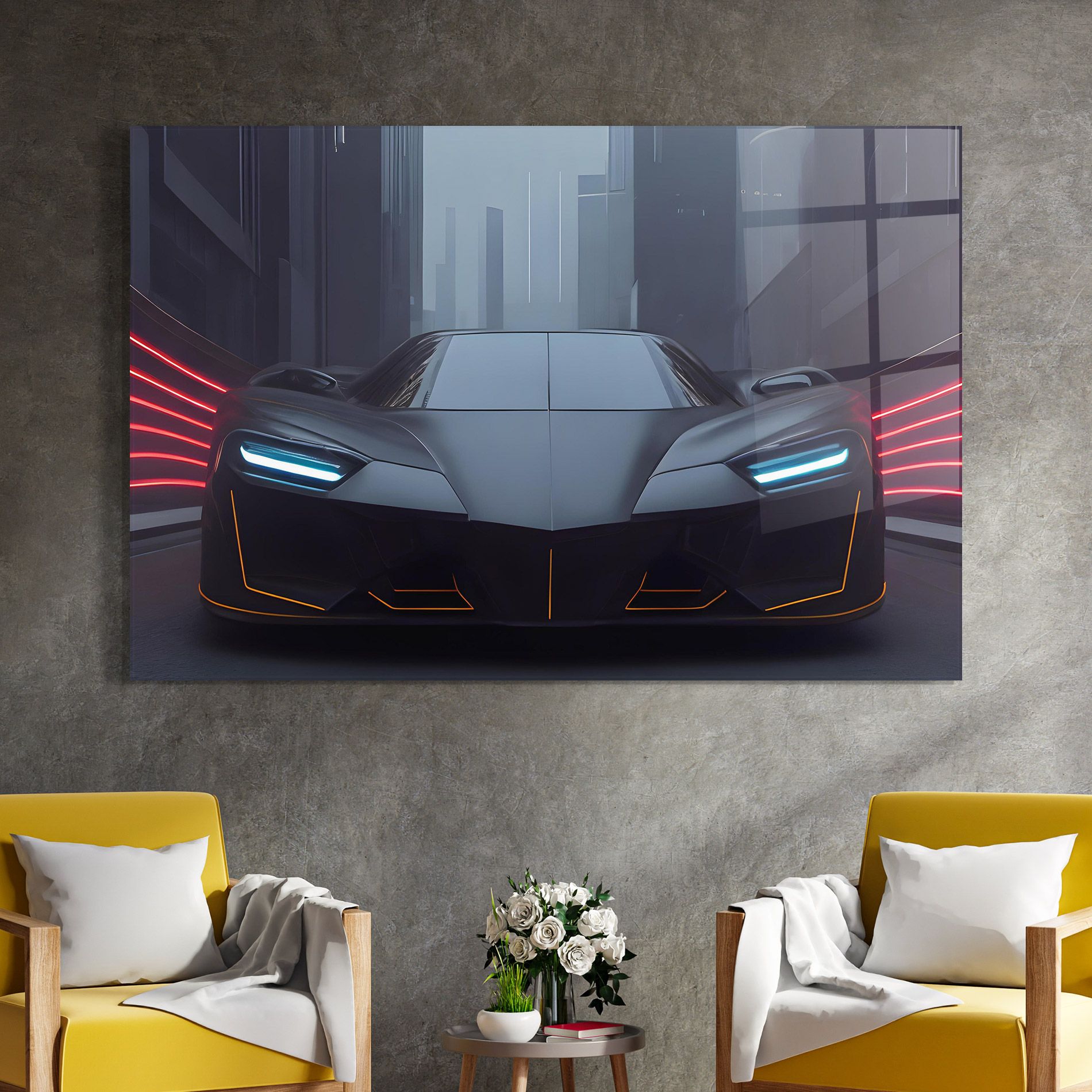 Back Futuristic Hypercar mockup 4