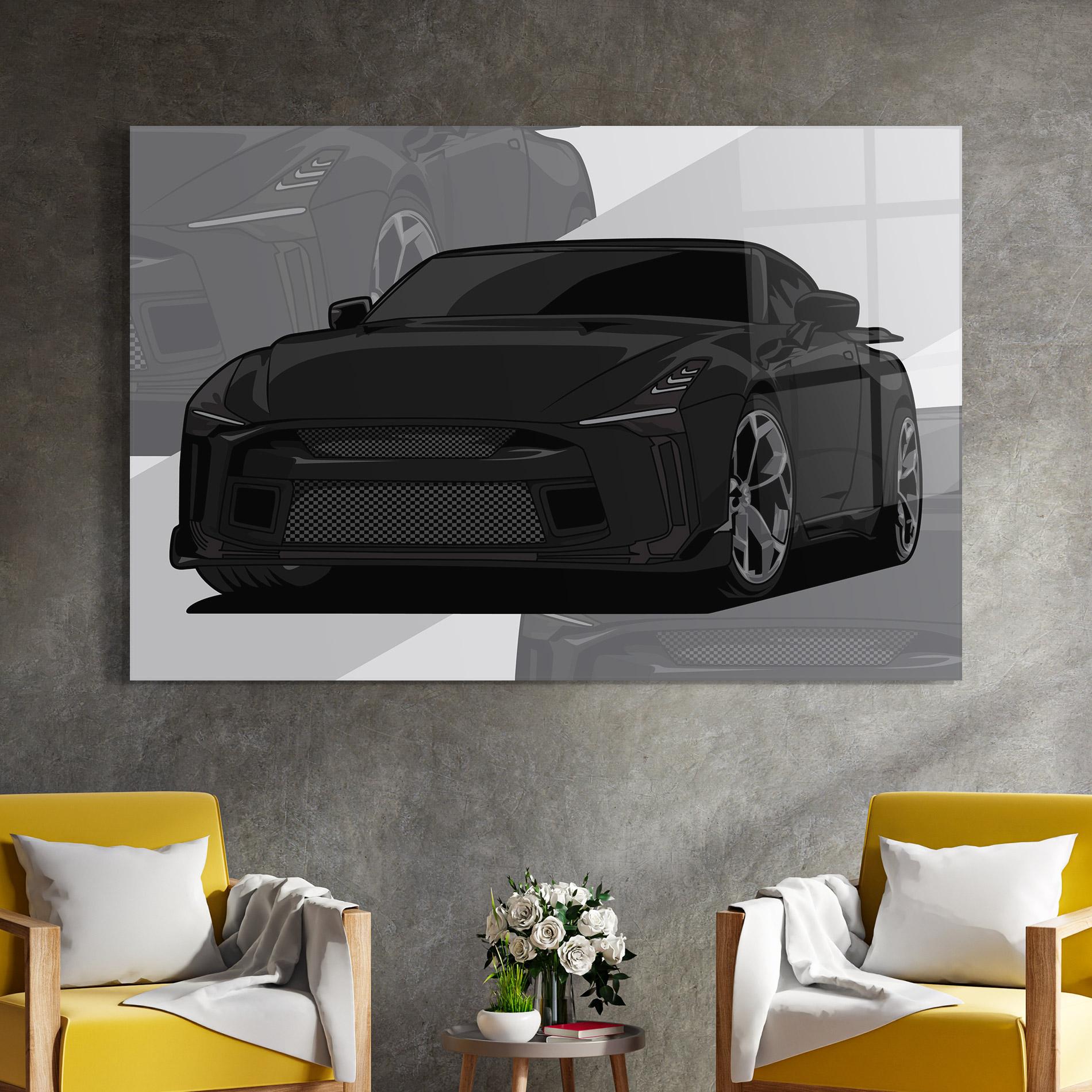 Glasbild Black Strong Car mockup 4