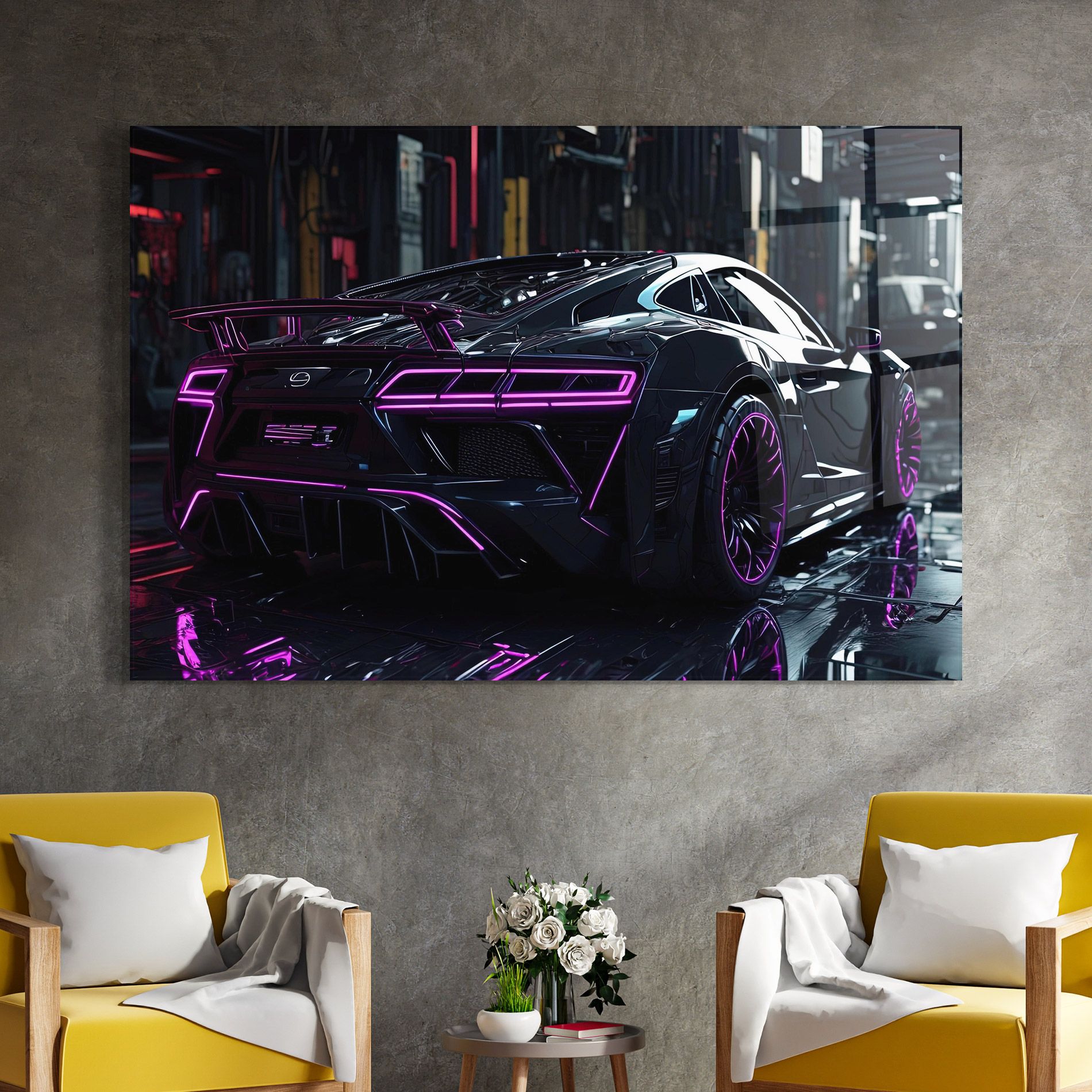 Futuristic Purple Black Hypercar mockup 4