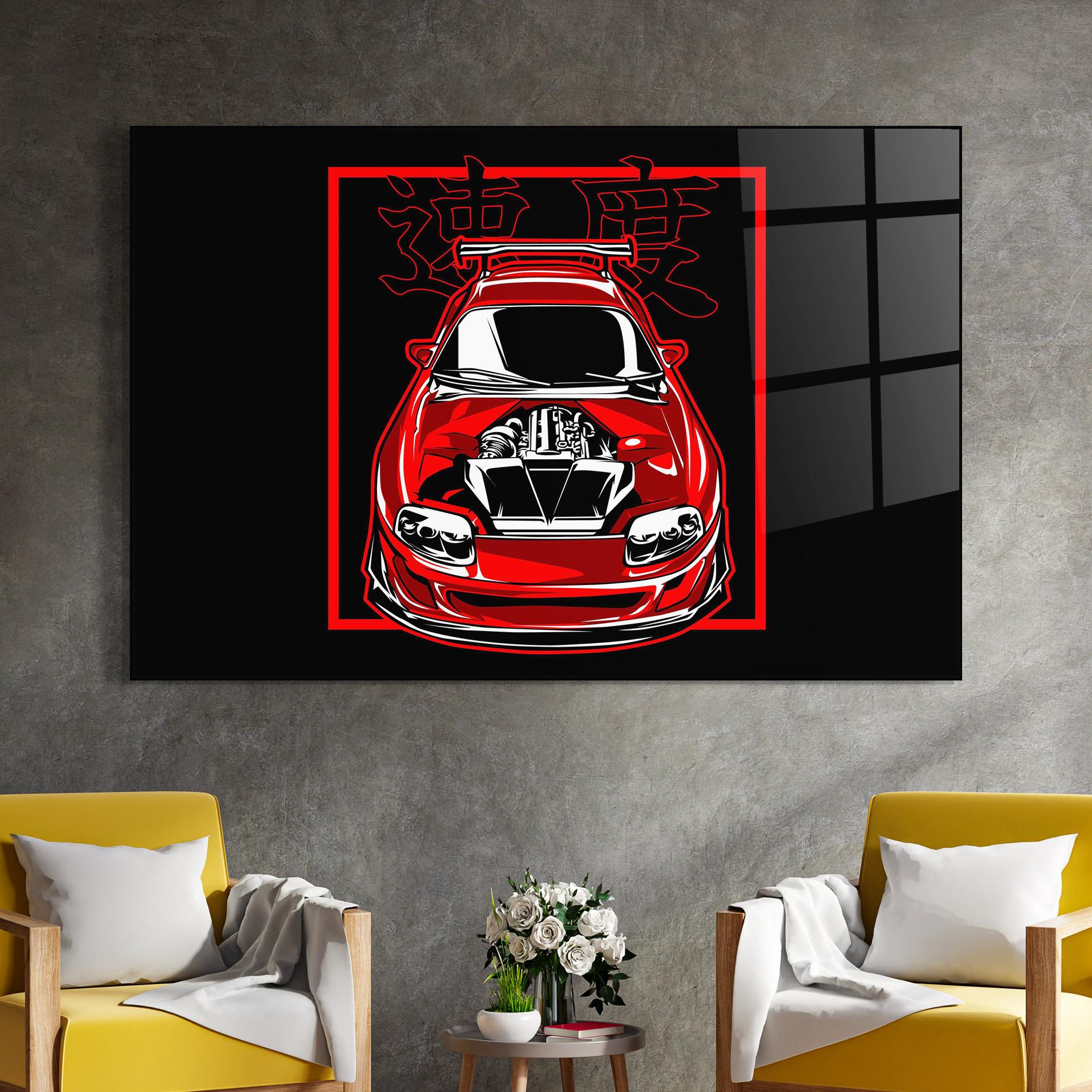 Glasbild Japanese Red Car mockup 4