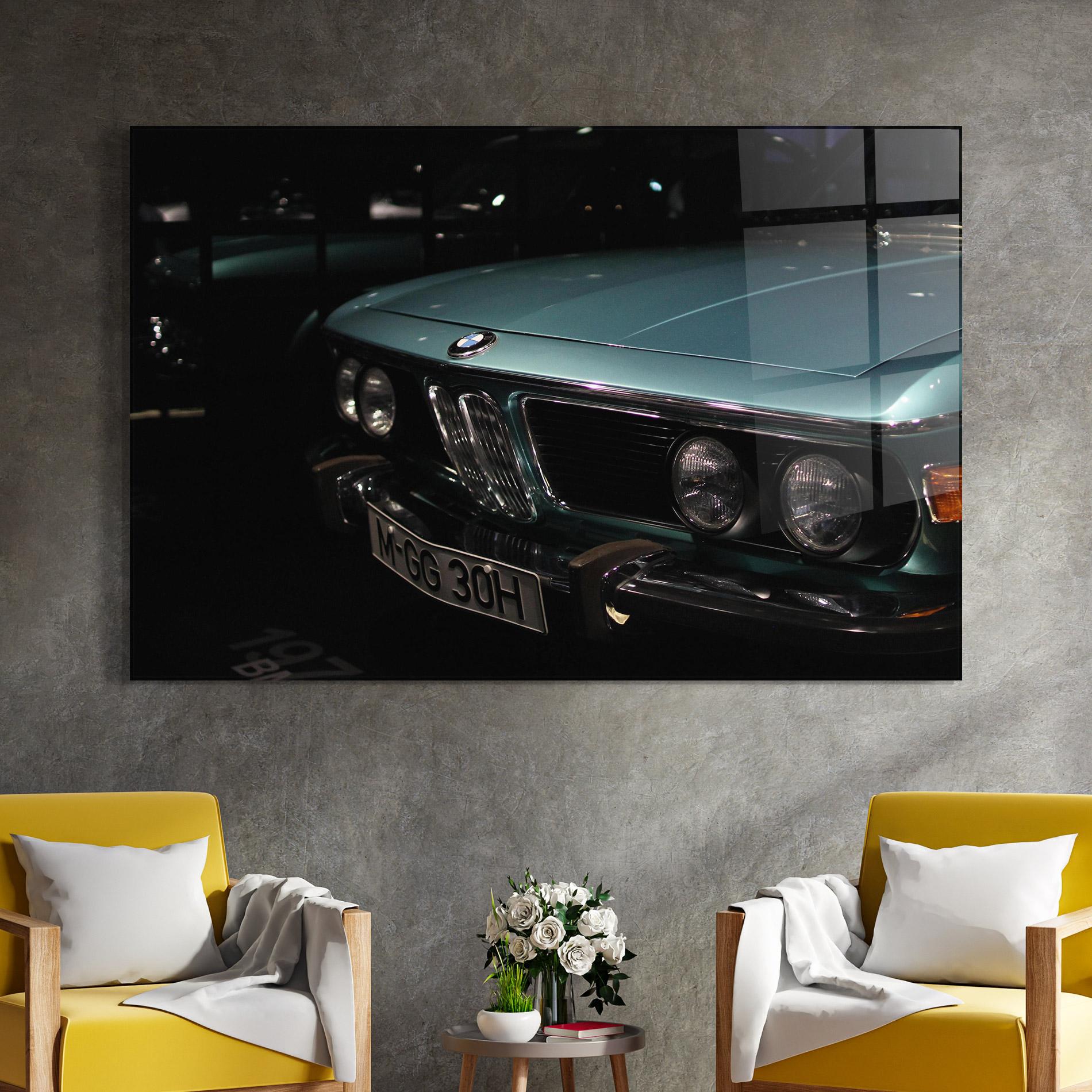 Glasbild Old Bmw Headlight mockup 4