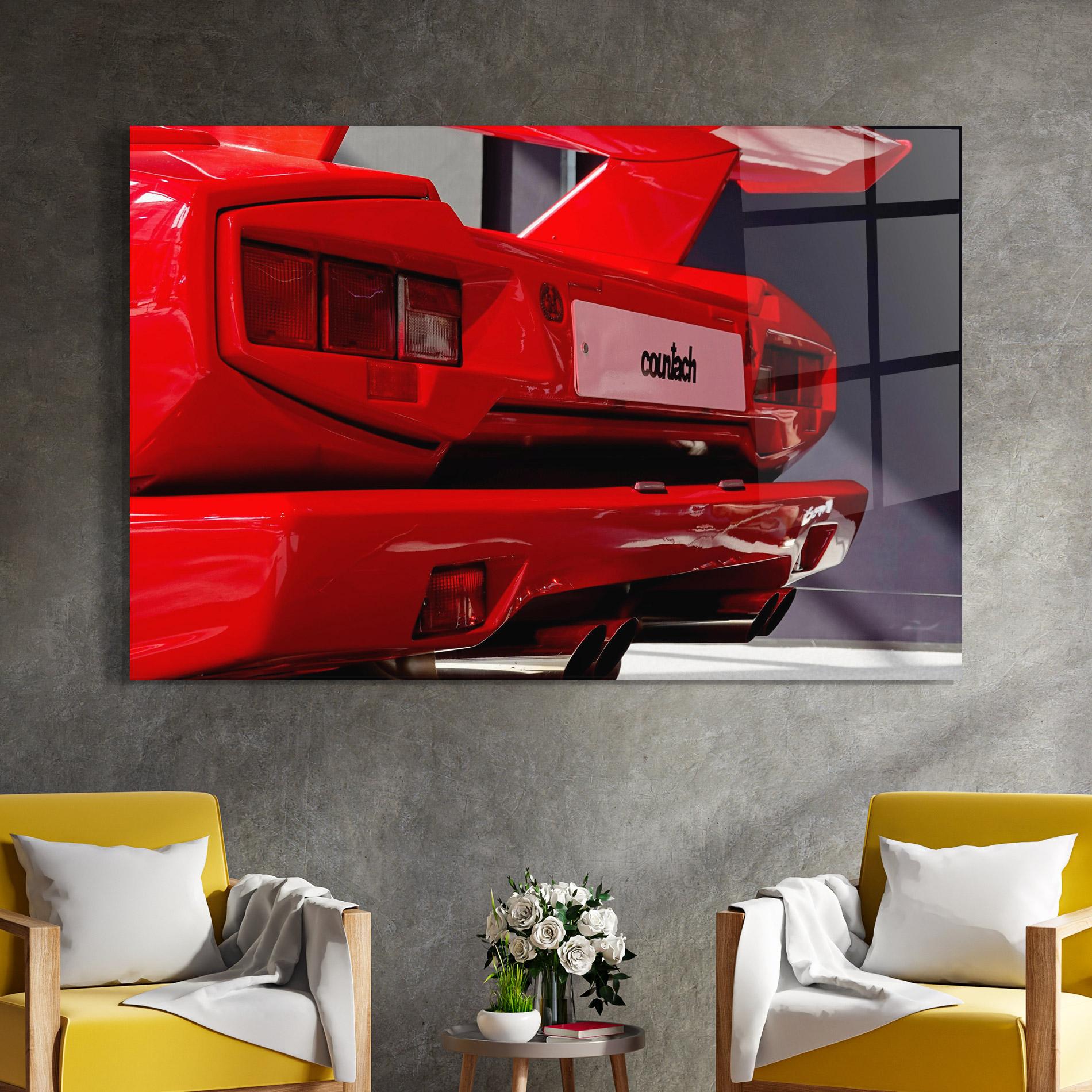 Glasbild Red Rear Countach mockup 4