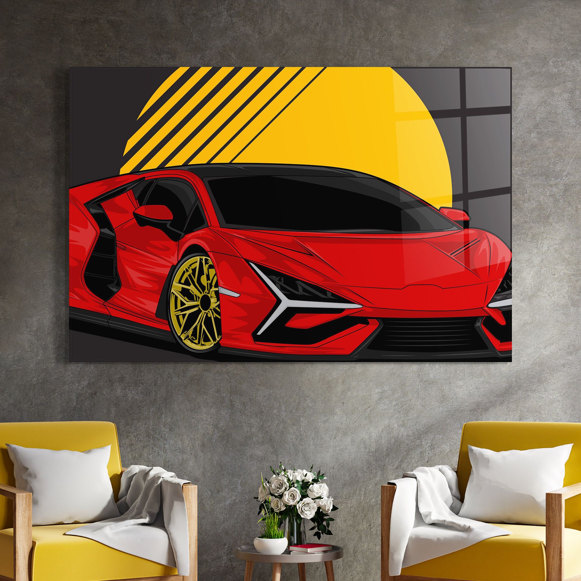 Red Yellow Sport Car mockup 4