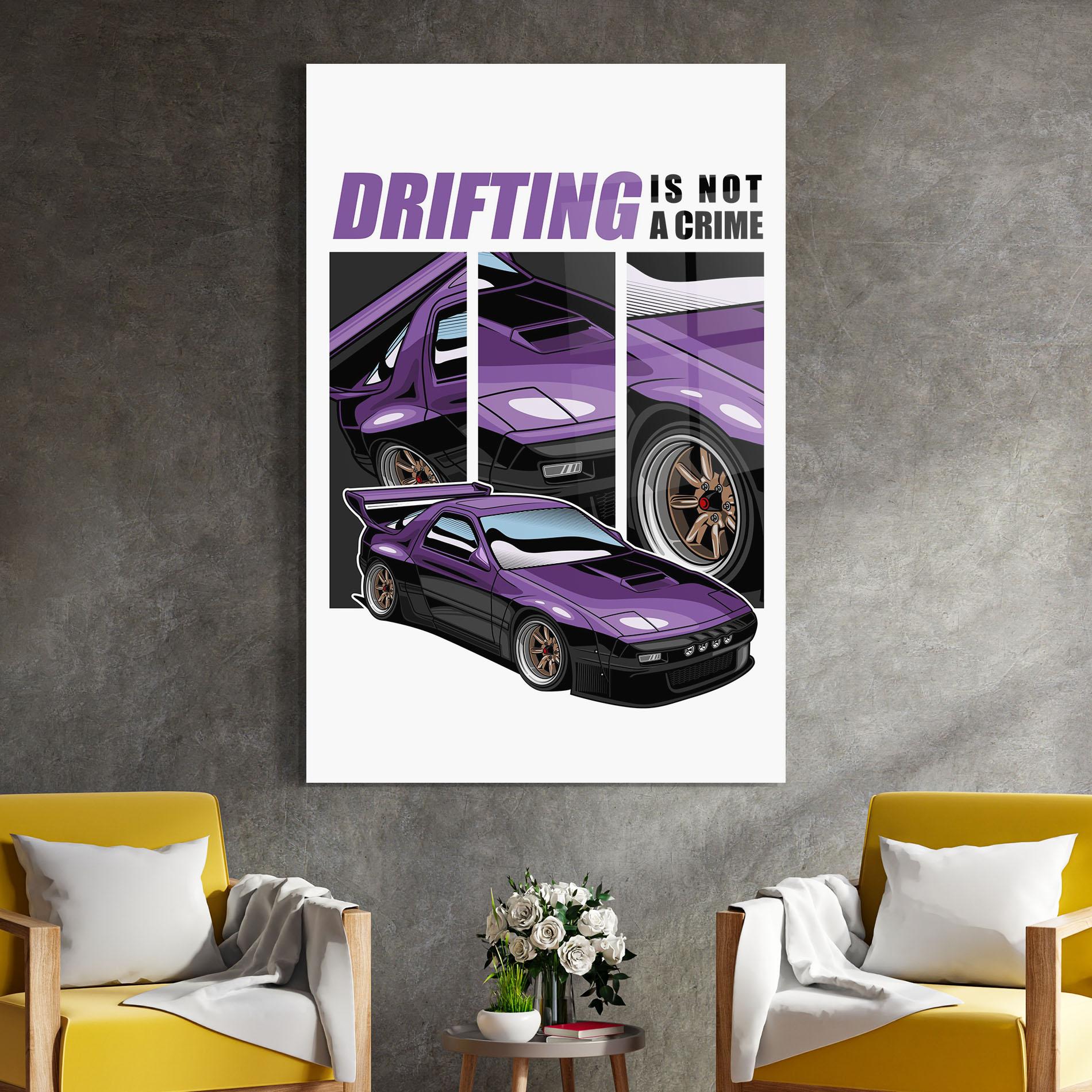 Glasbild Drift Purple Car mockup 4