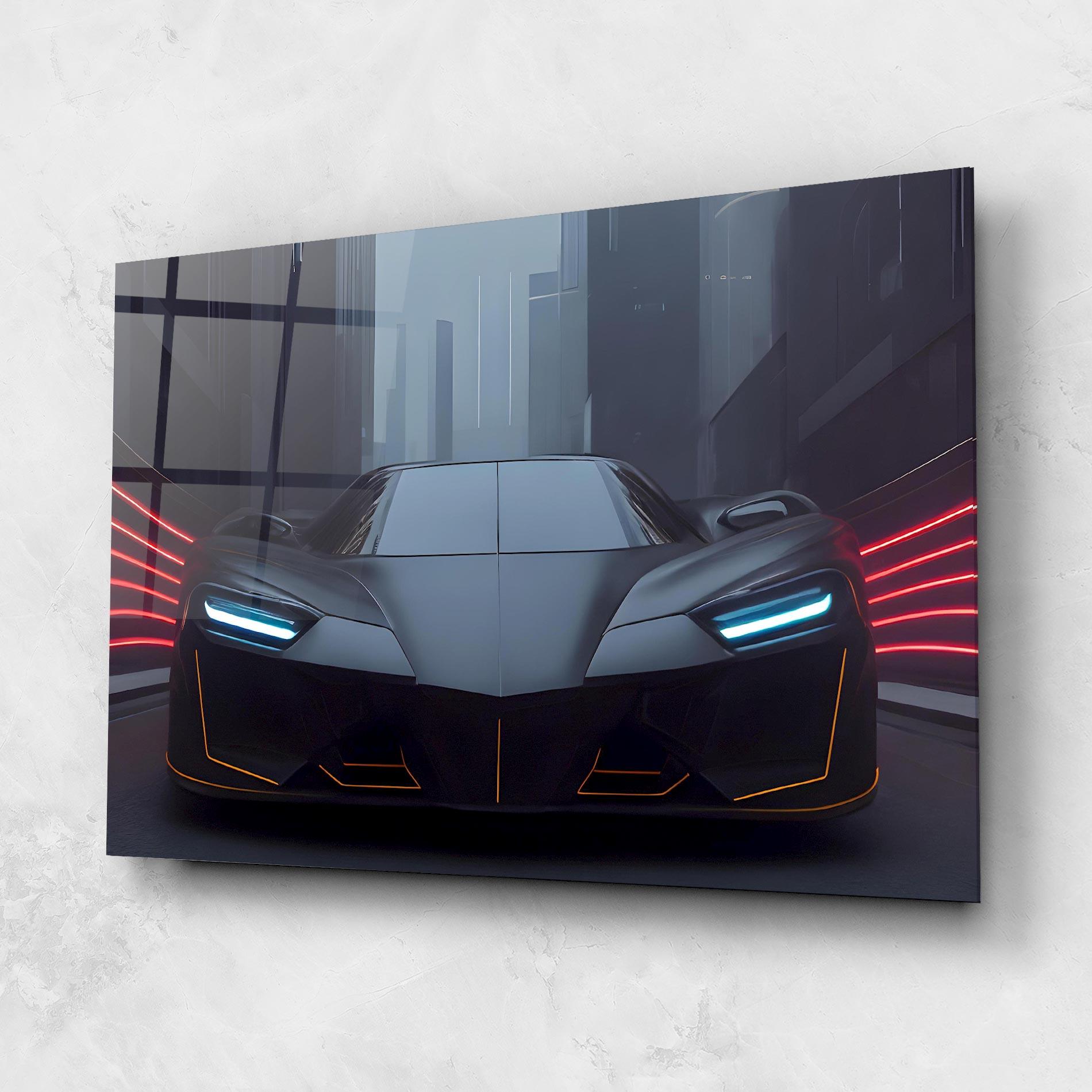 Glasbild Back Futuristic Hypercar mockup 1