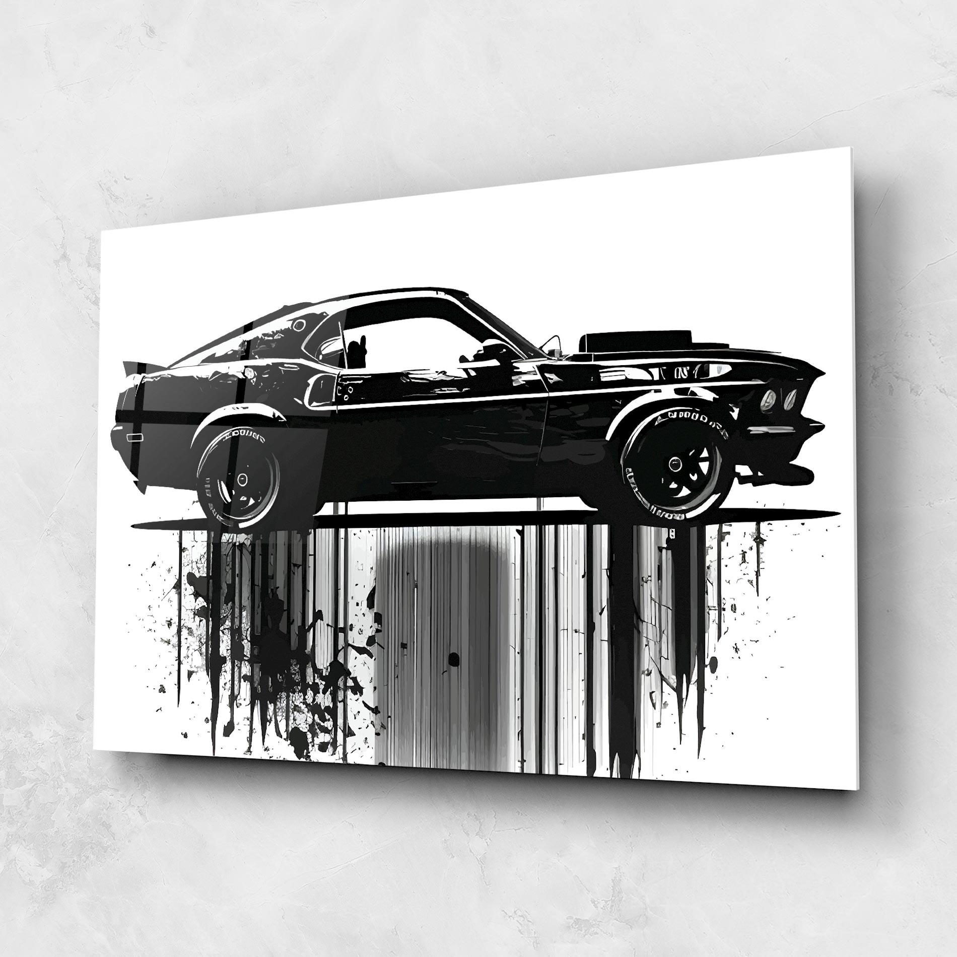 Glasbild Black Car Drowing mockup 1