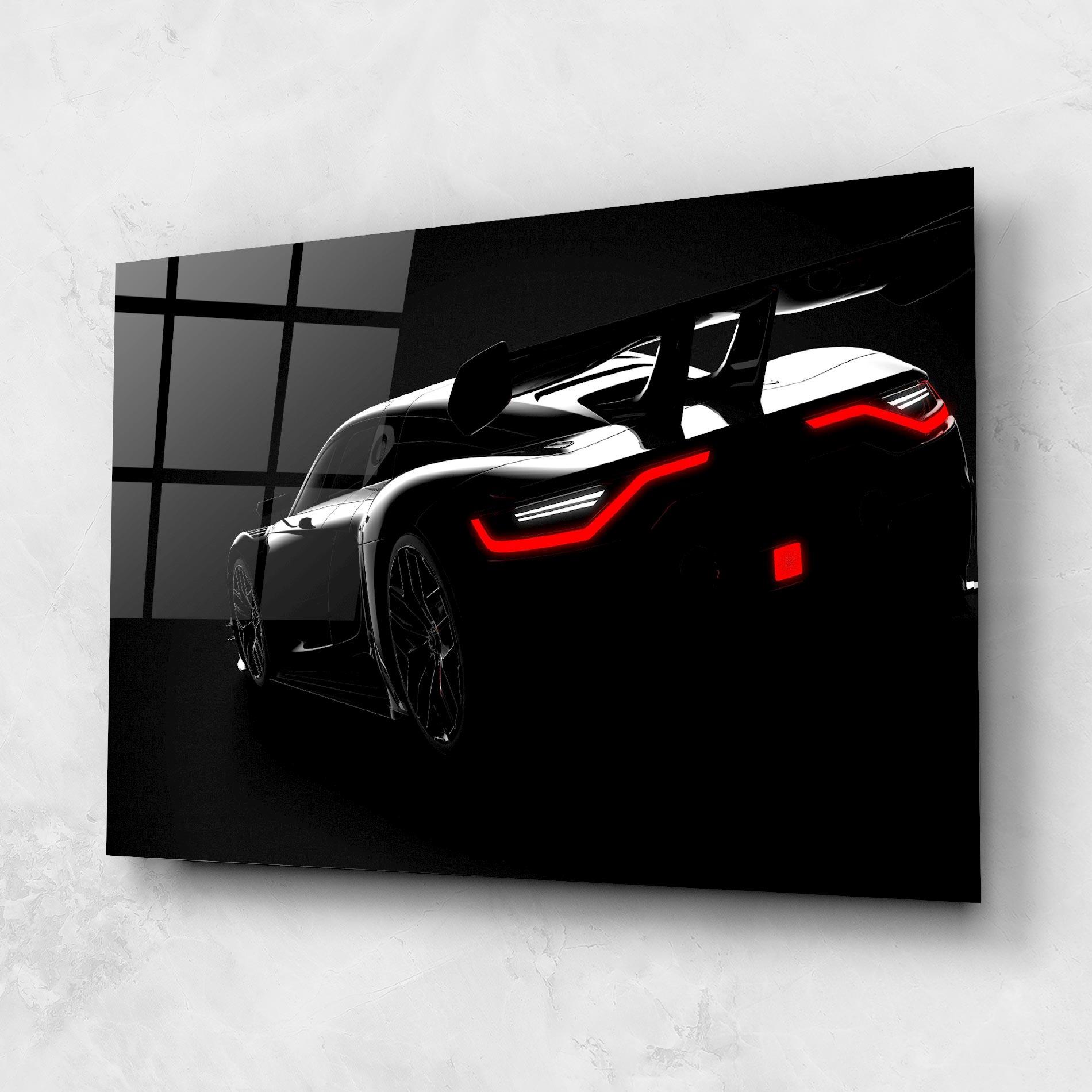 Glasbild Black Hypercar Car mockup 1
