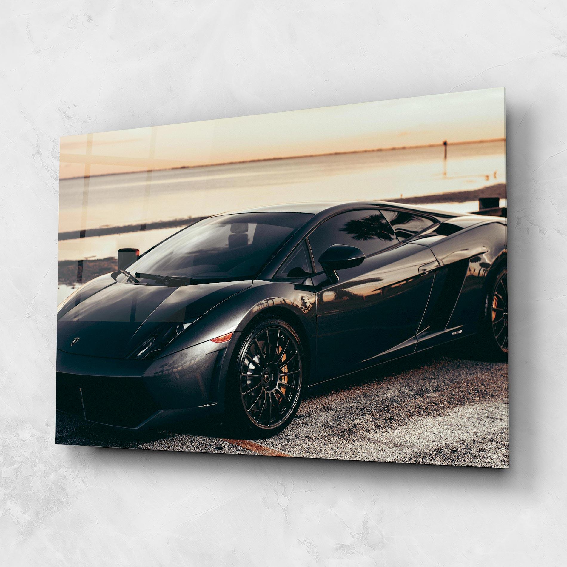 Glasbild Black Lambo Sea mockup 1