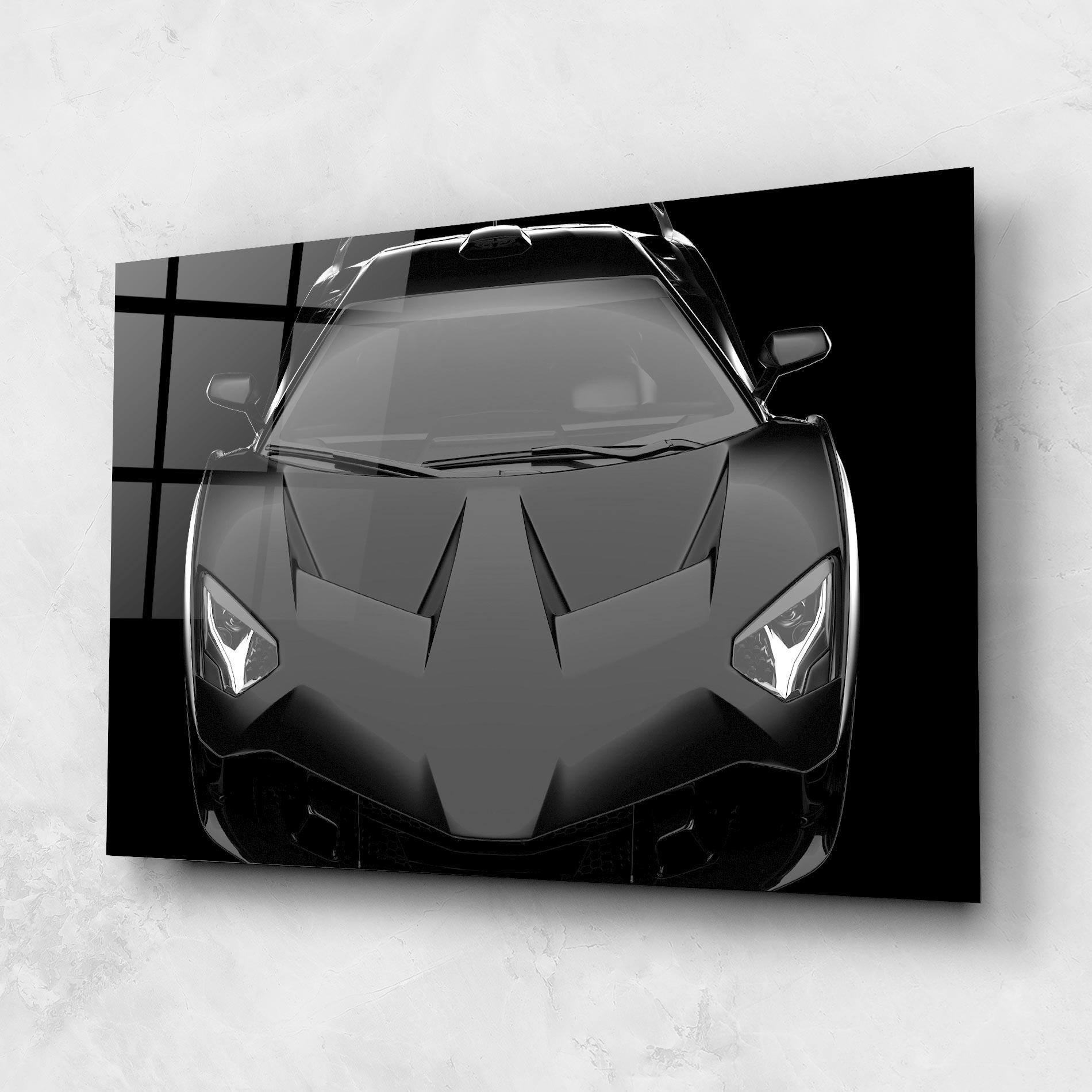 Glasbild Black Matte Lambo mockup 1