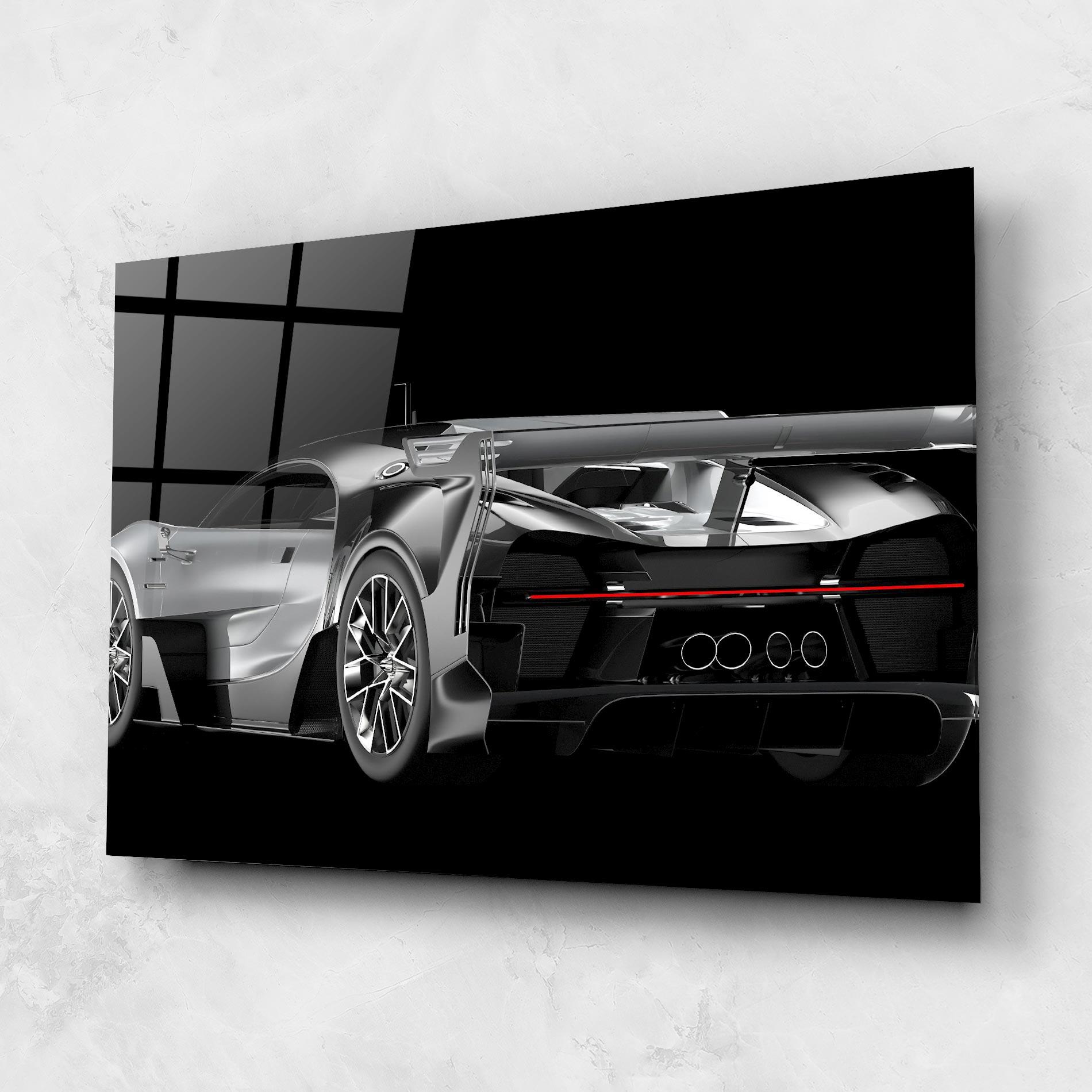Glasbild Black Rear Hypercar mockup 1